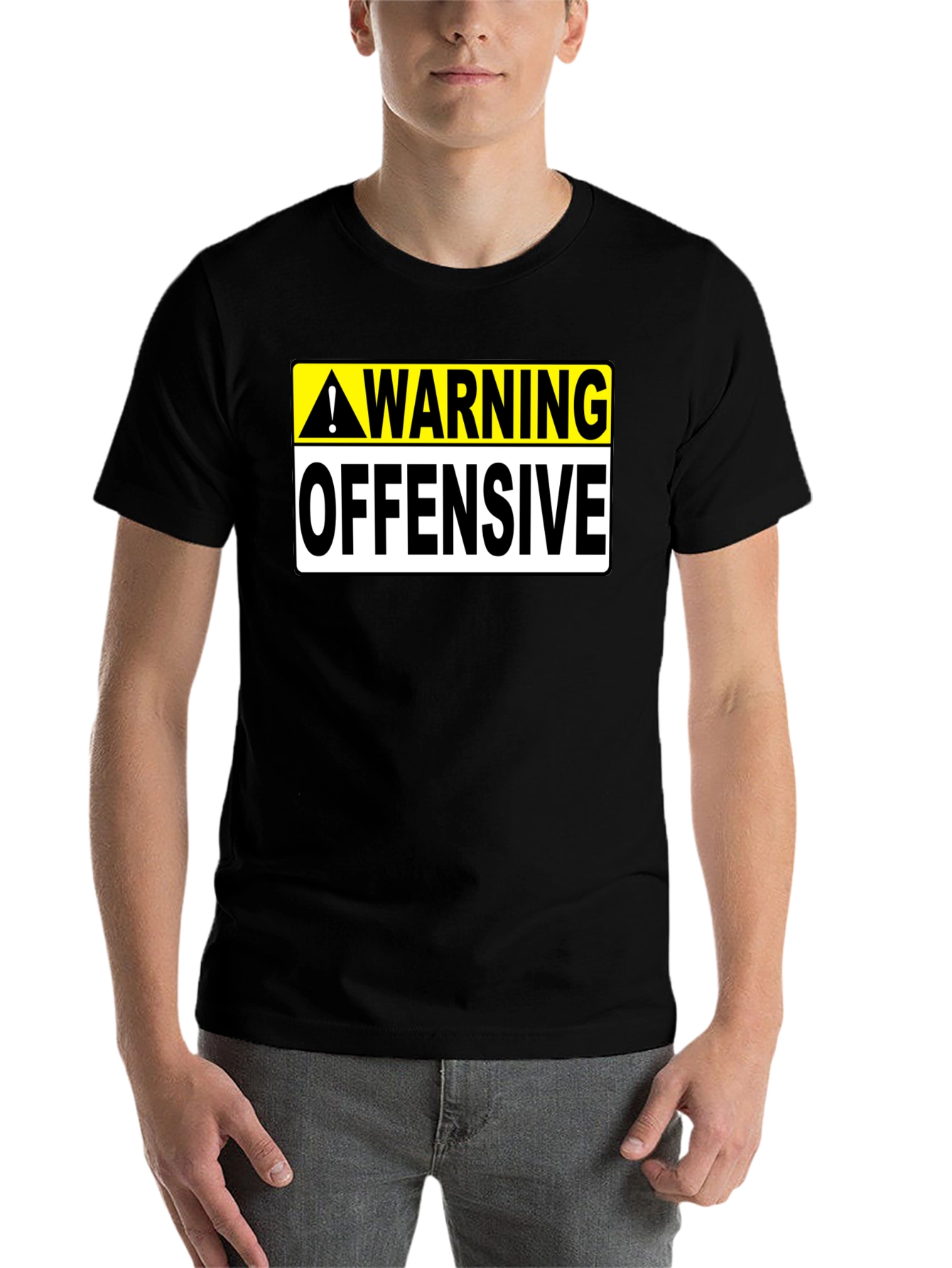 Black Warning Offensive Graphic T-Shirt view 7