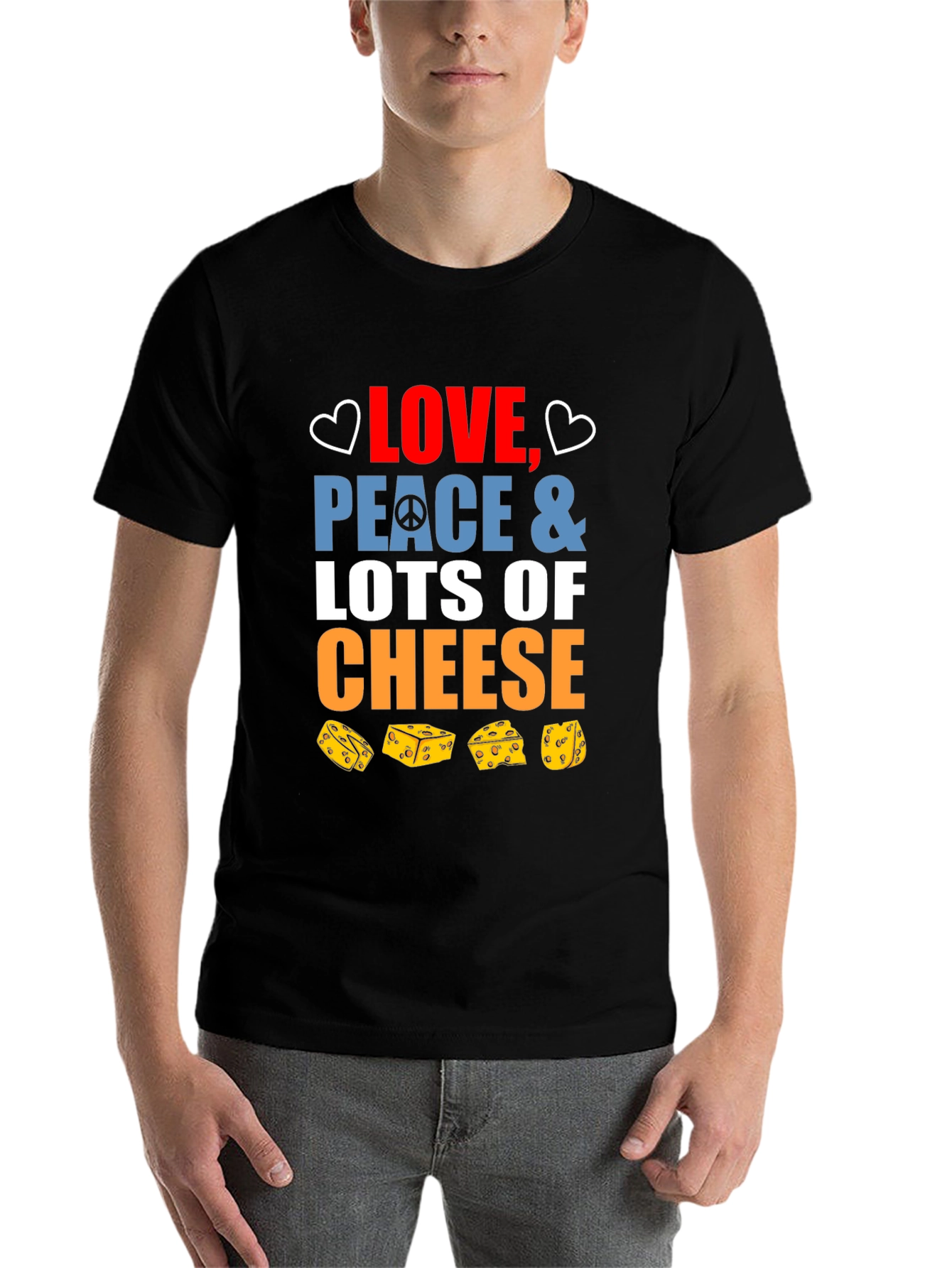 Love Peace and Cheese Graphic T-Shirt - 7