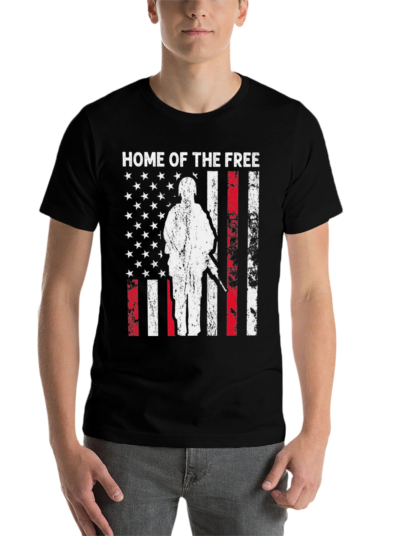 Black Home of the Free Patriotic T-Shirt view 7