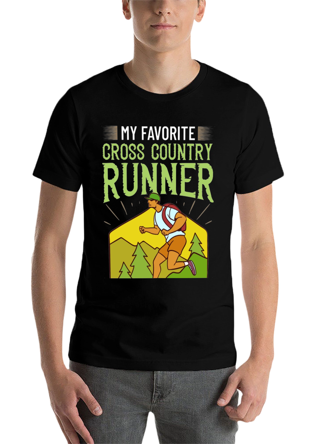 Black My Favorite Cross Country Runner Graphic T-Shirt view 7