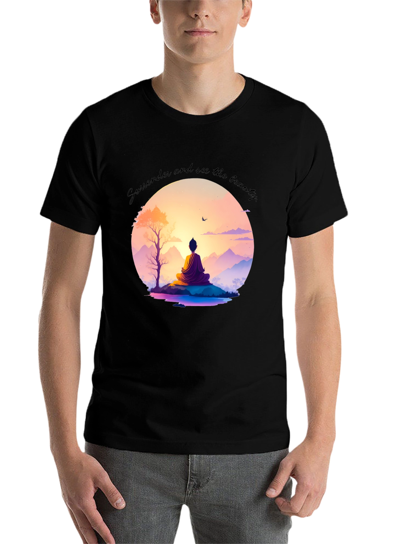 Black Meditative Zen T-Shirt view 7