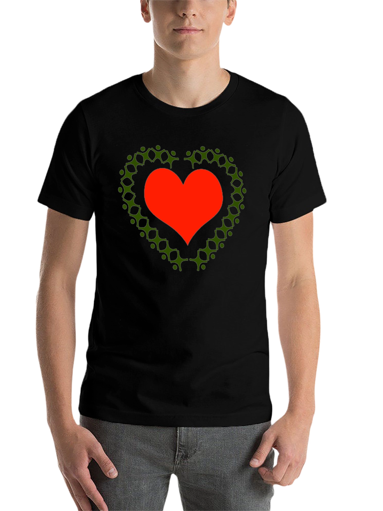 Black Heart of People T-Shirt - Black Cotton Crew Neck view 7