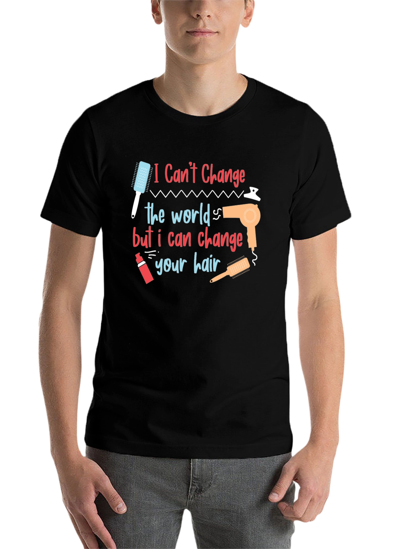 Black Hair Stylist T-Shirt: I Can't Change the World... view 7