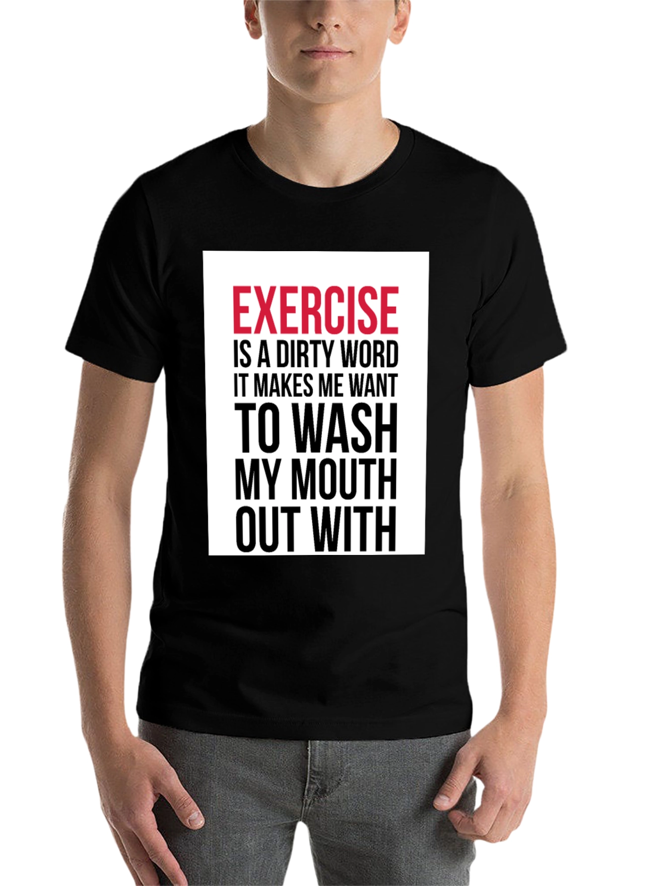 Black Funny Exercise T-Shirt - Dirty Word Graphic Tee view 7