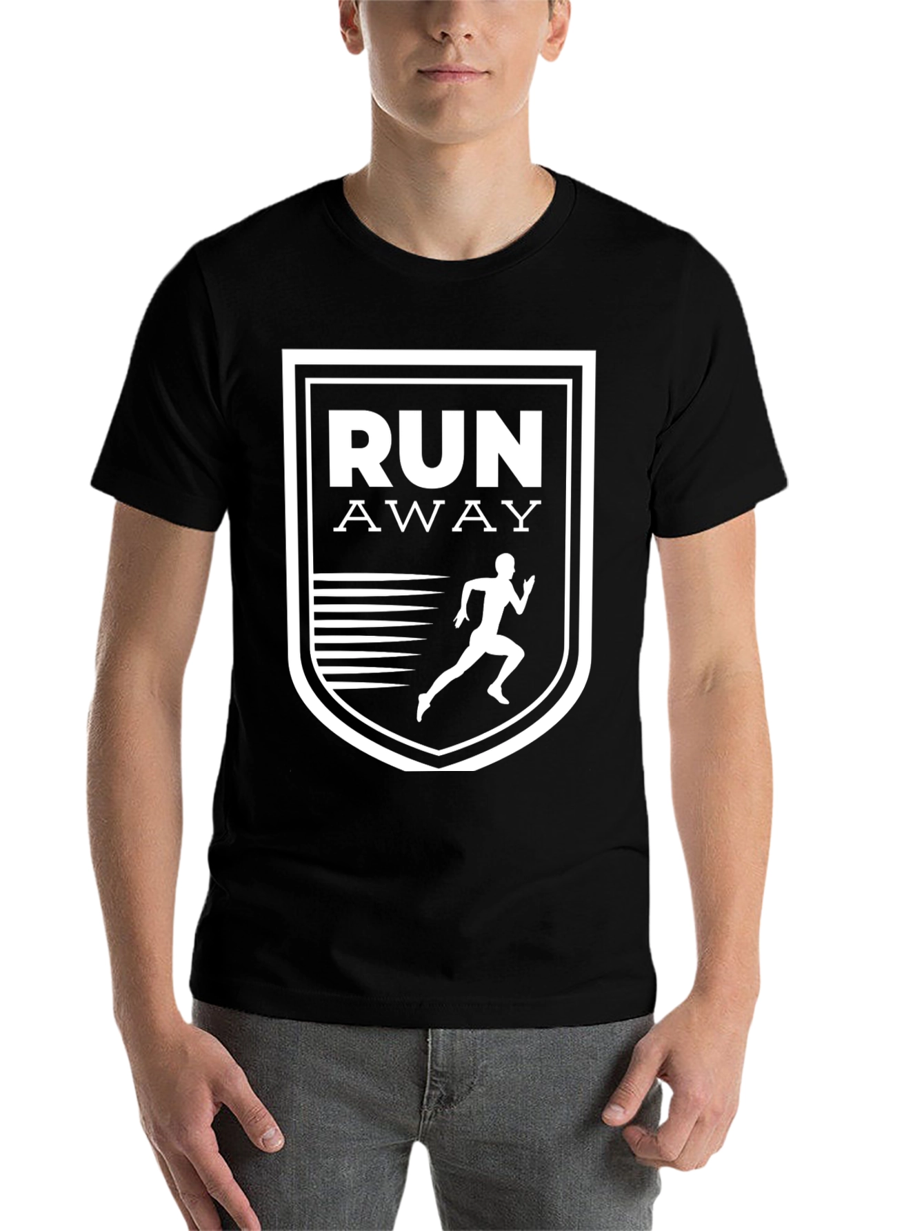 Black Run Away Graphic Tee - Black Casual T-Shirt view 7