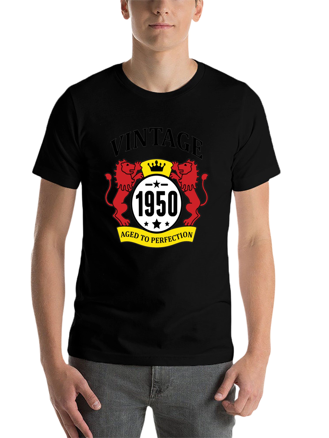 Black Vintage 1950 Aged to Perfection Black T-Shirt view 7