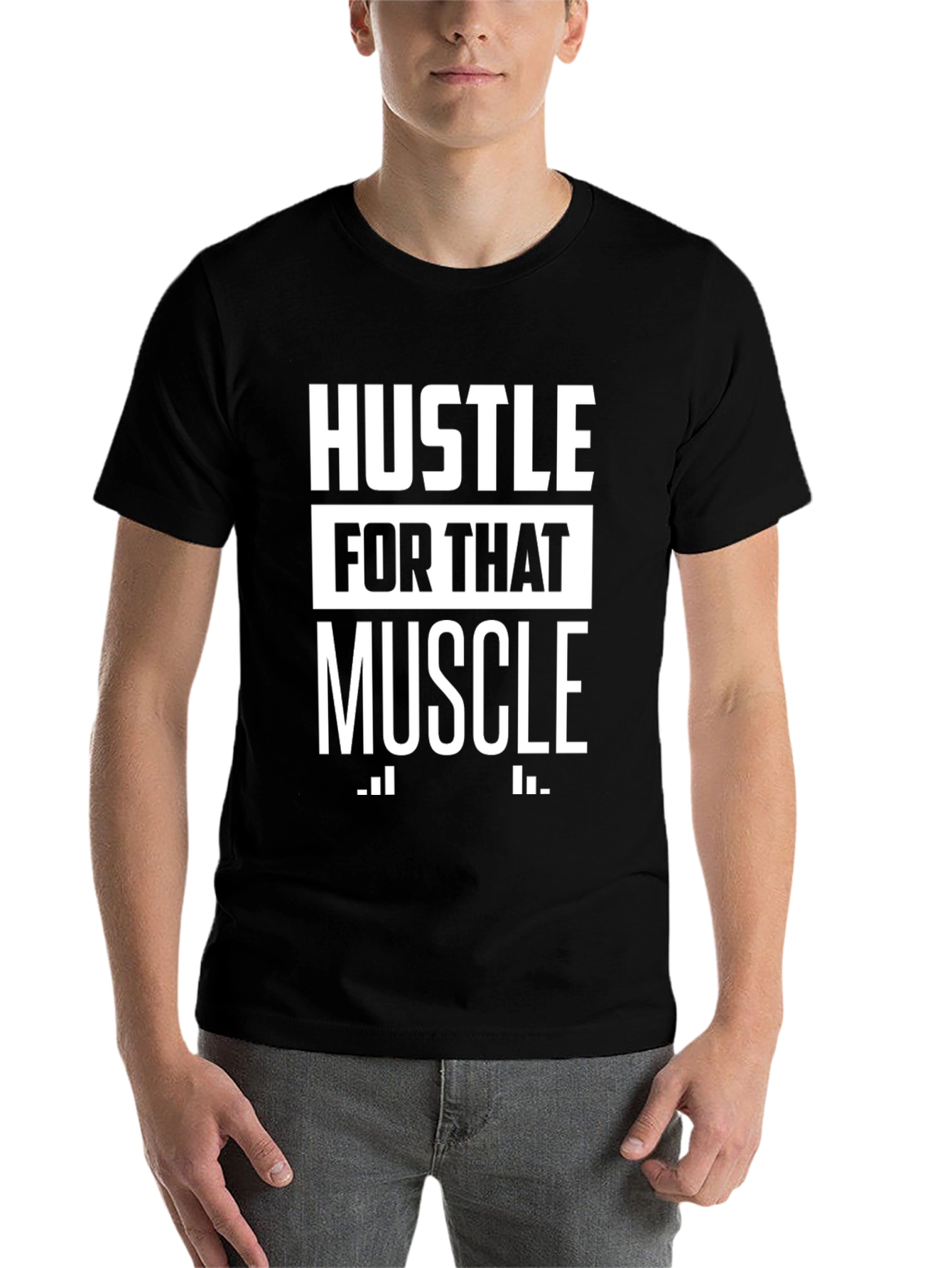 Black Hustle for That Muscle Graphic T-Shirt view 7