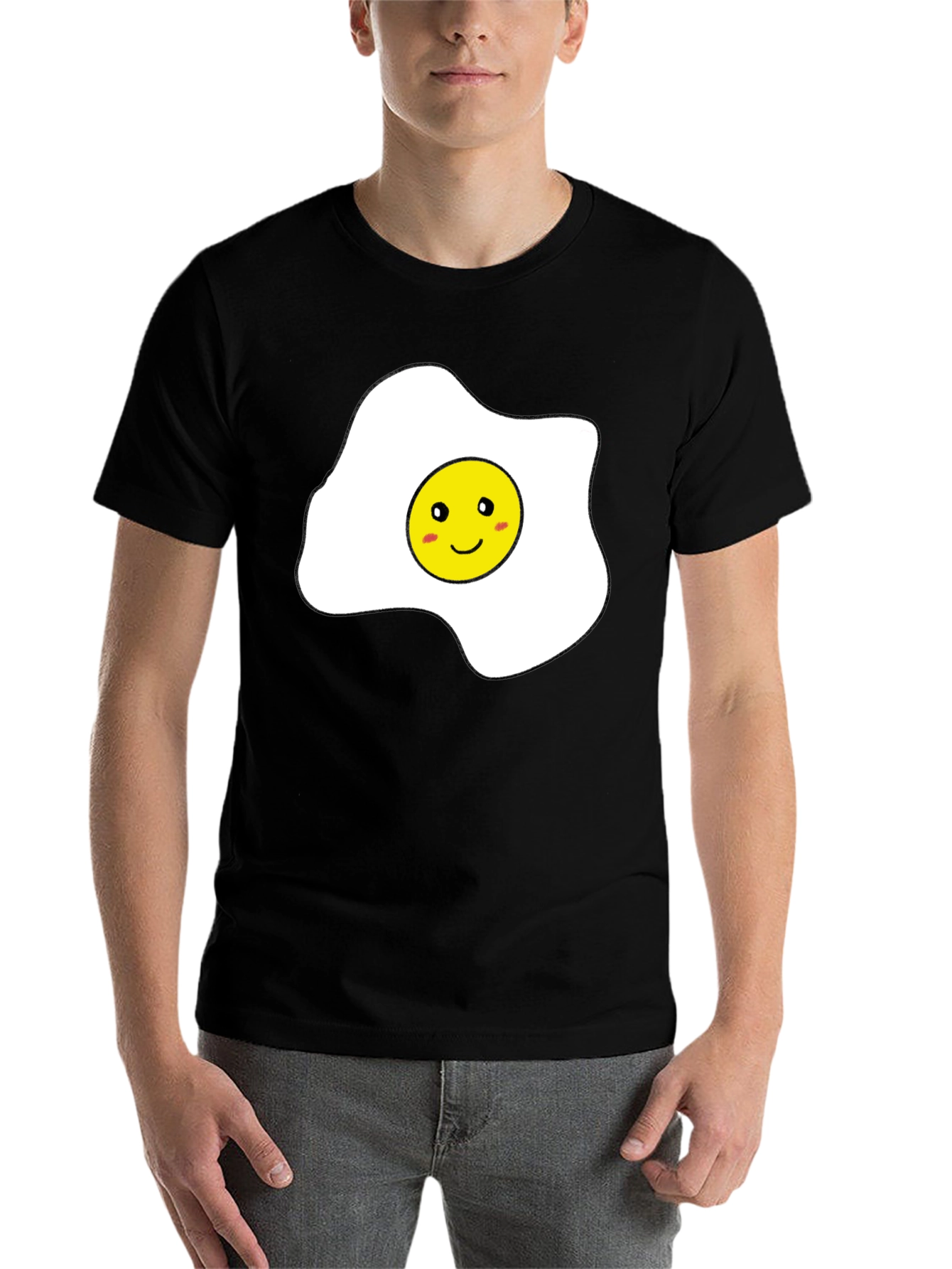 Black Funny Sunny Side Up Egg Graphic T-Shirt view 7