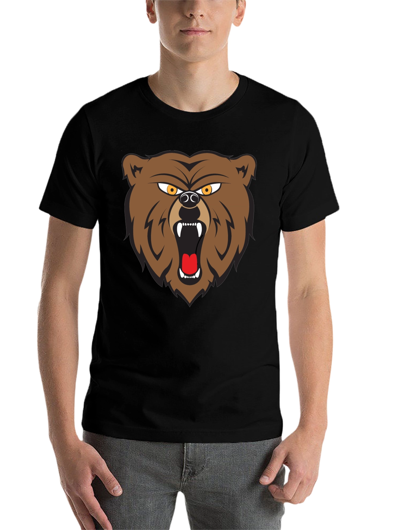 Black Bear Graphic Tee - Black Cotton T-Shirt view 7