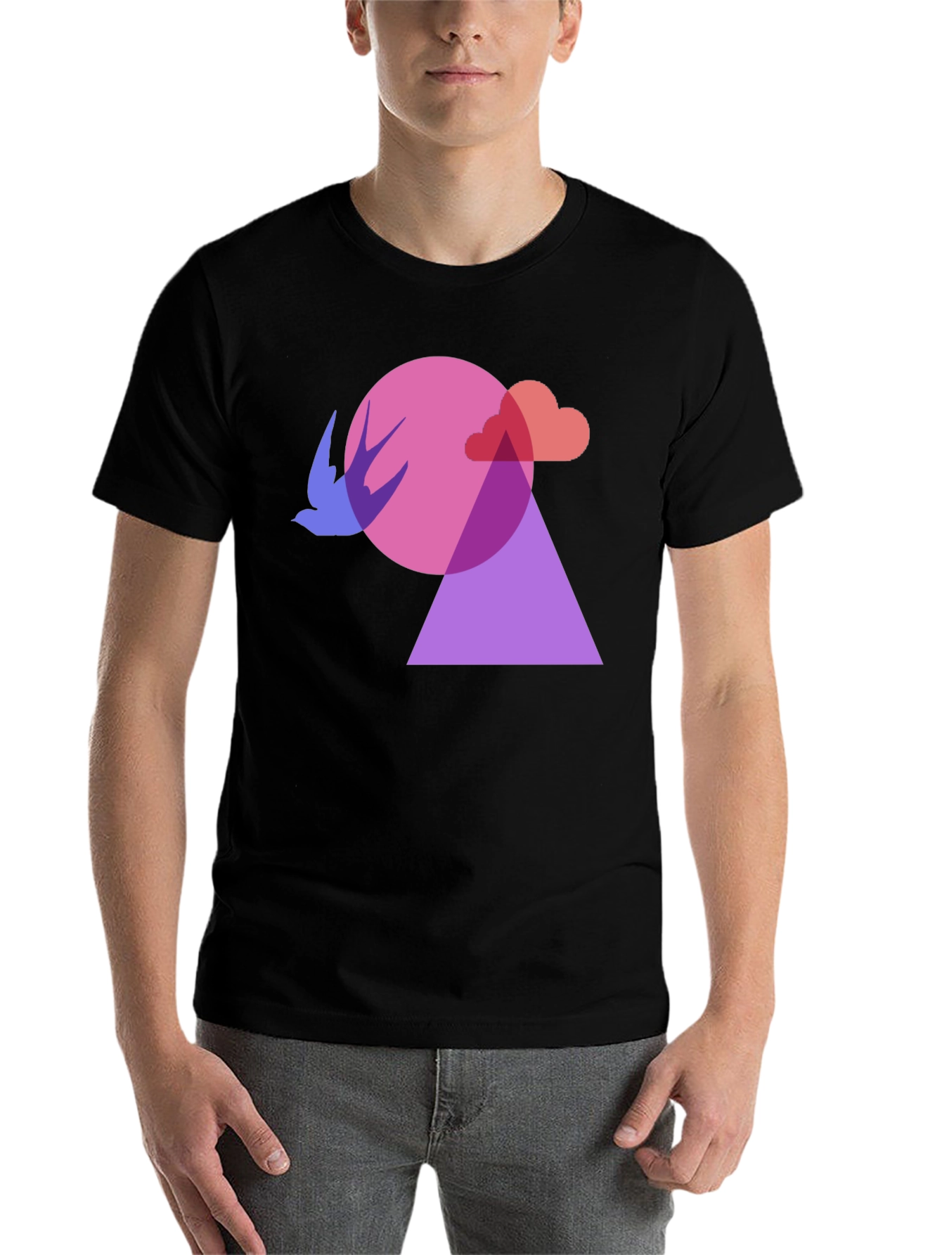 Black Abstract Graphic Print Black T-Shirt view 7