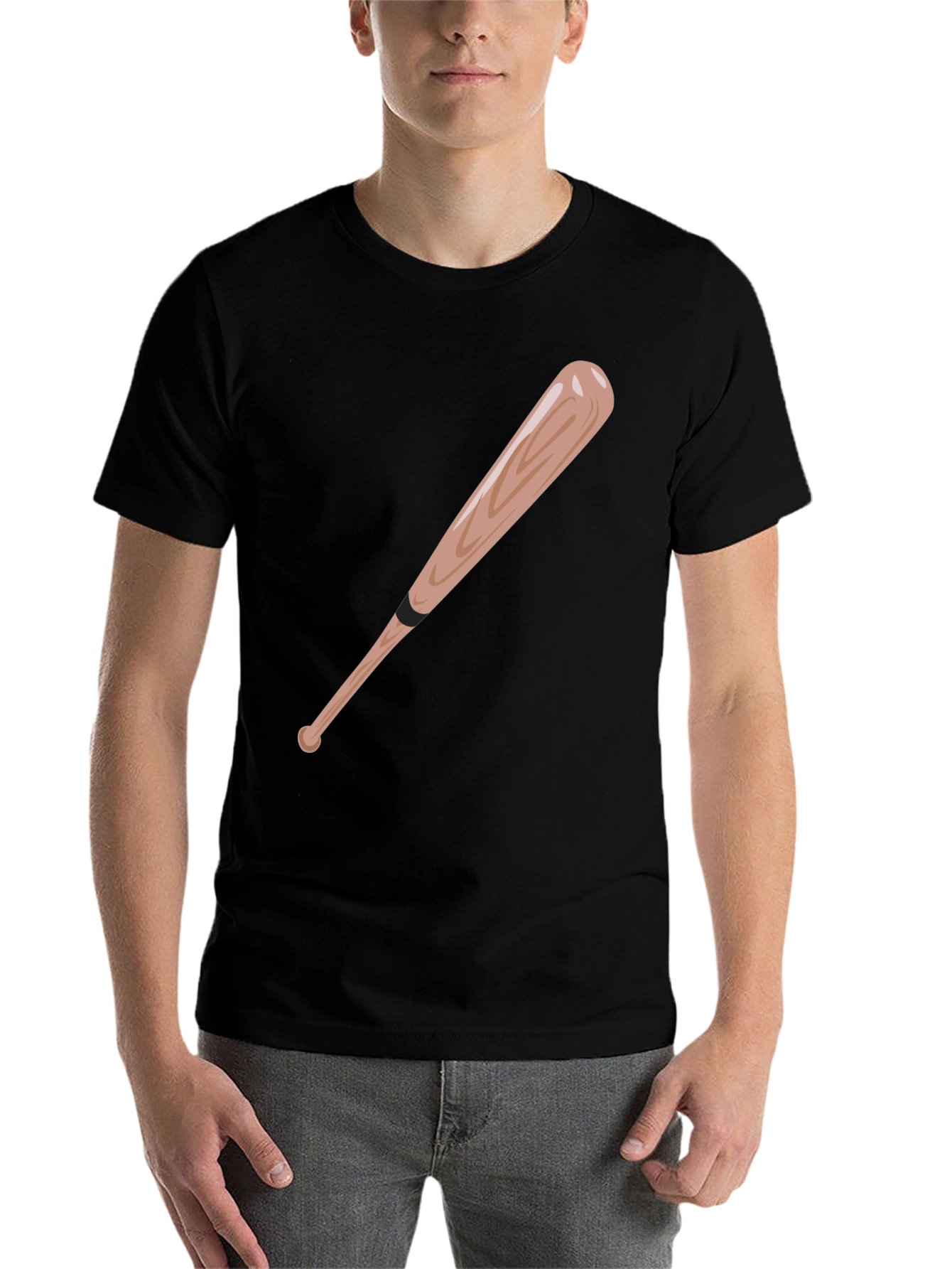 Black Baseball Bat Graphic Tee - Black Cotton T-Shirt view 7