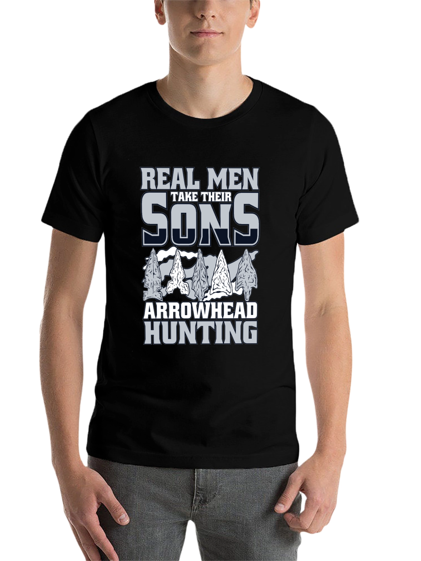 Black Real Men Arrowhead Hunting T-Shirt  view 7