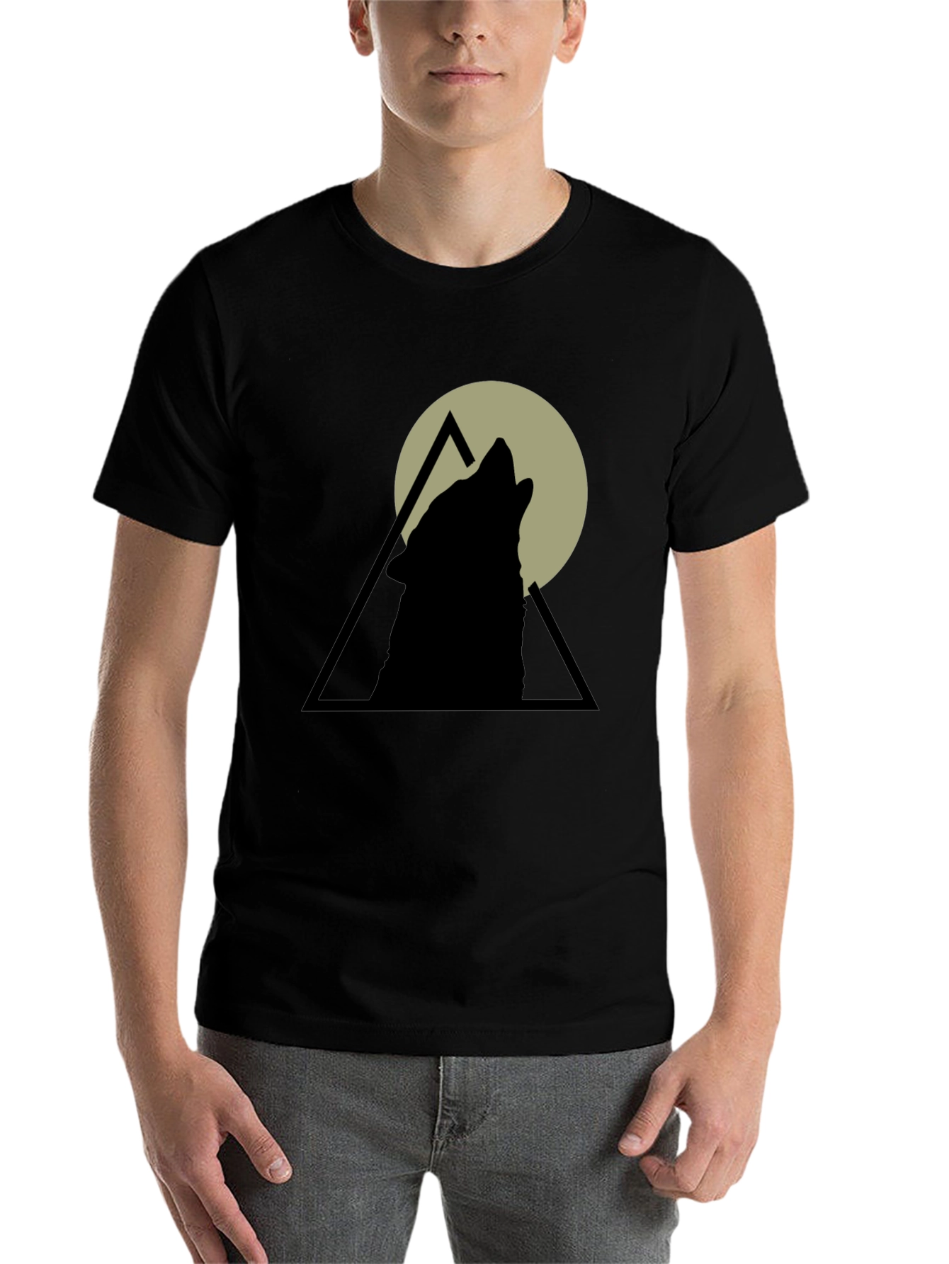 Black Wolf Howl Graphic Tee - Black Cotton T-Shirt view 7