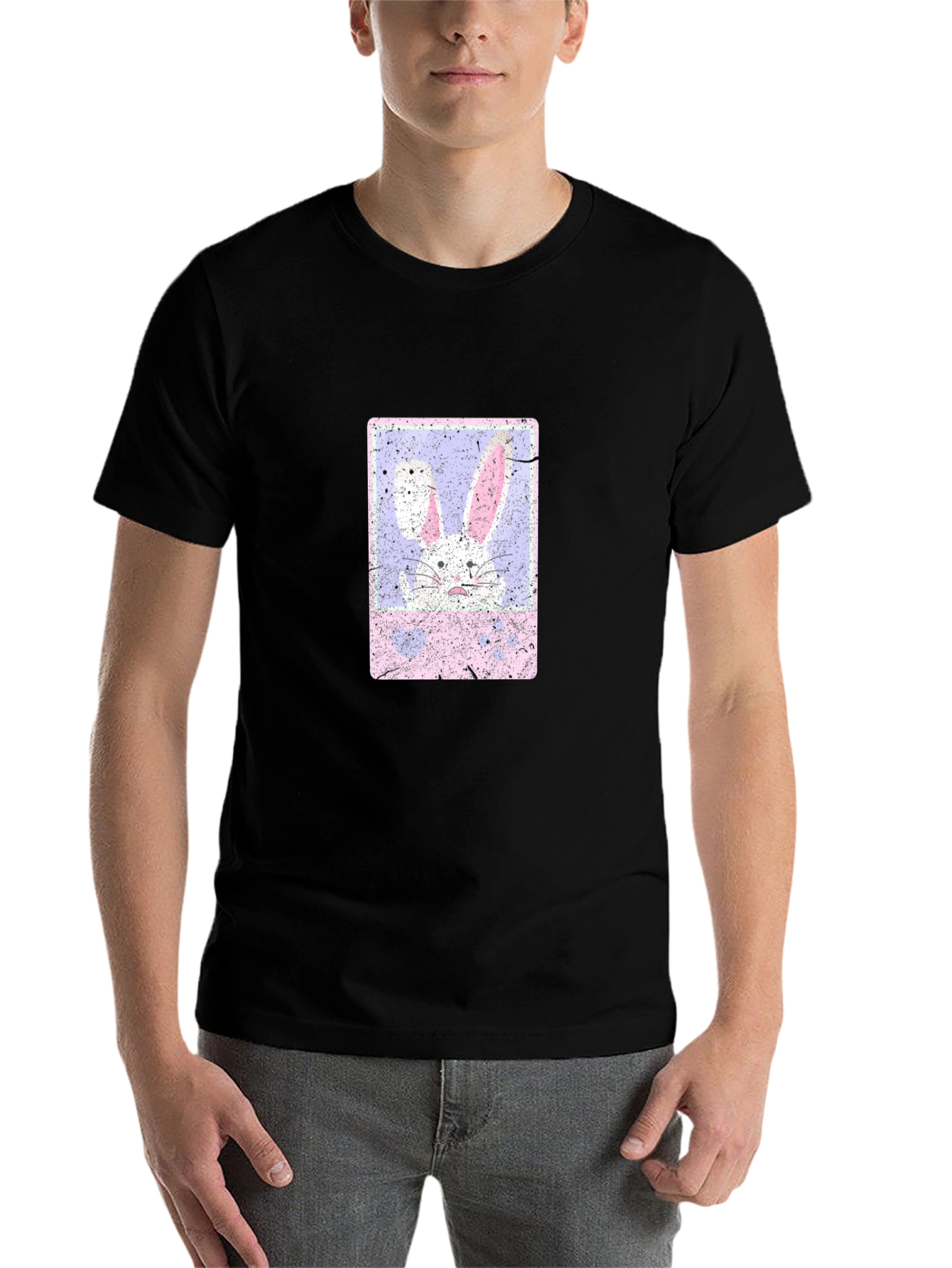 Black Easter Bunny Graphic Tee - Men's Black T-Shirt view 7
