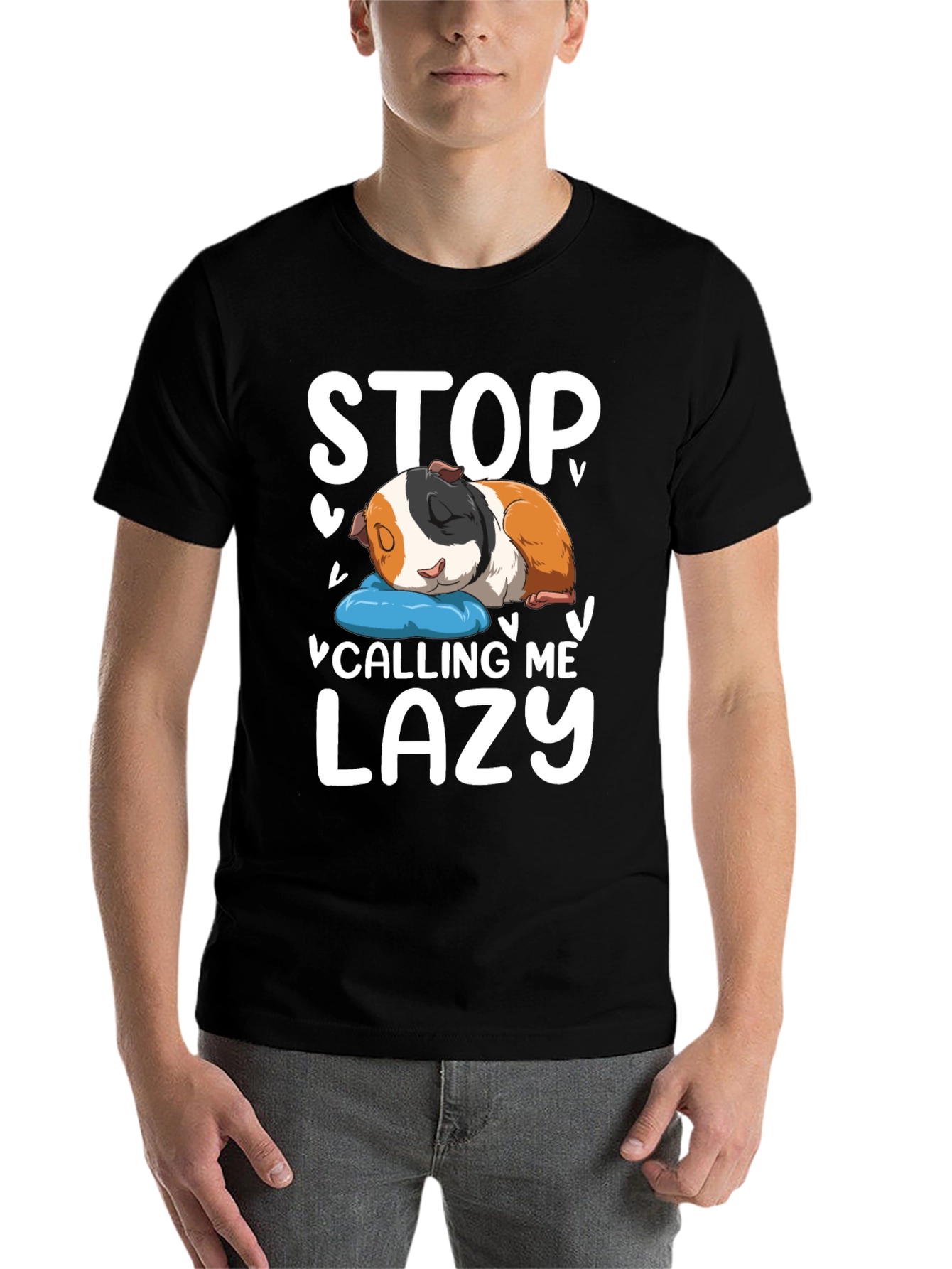 Black Stop Calling Me Lazy Guinea Pig T-Shirt view 7