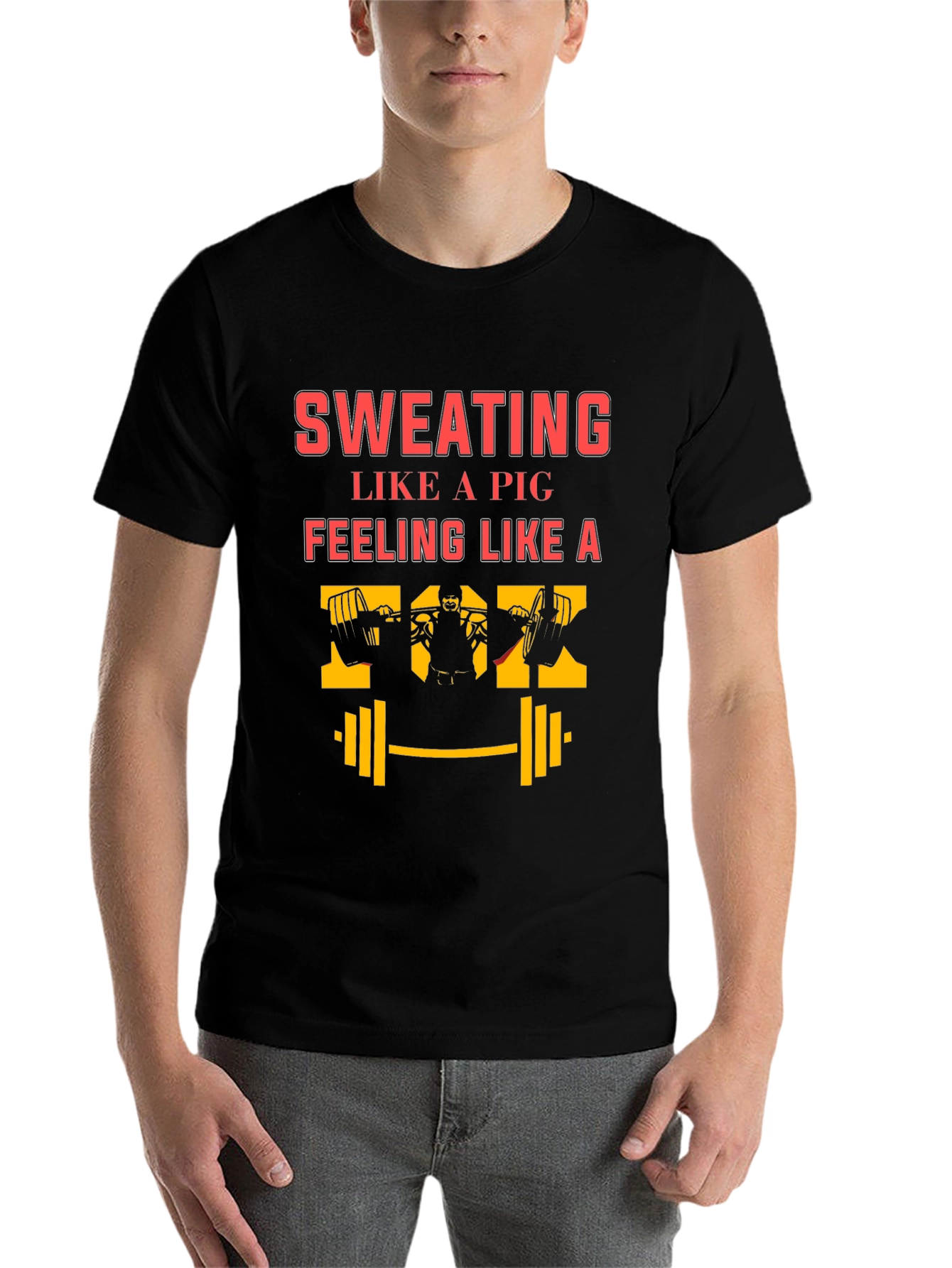 Black Sweating Pig Funny Workout Graphic Tee view 7