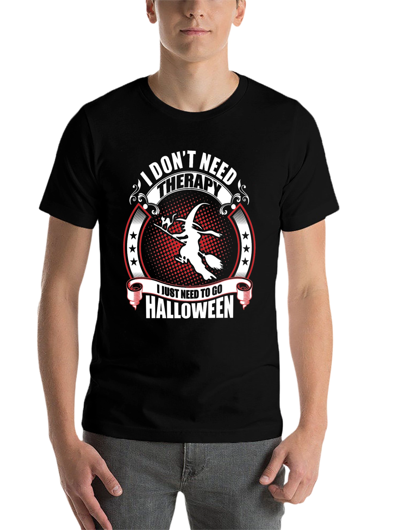 Black Halloween Witch T-Shirt - No Therapy Needed view 7