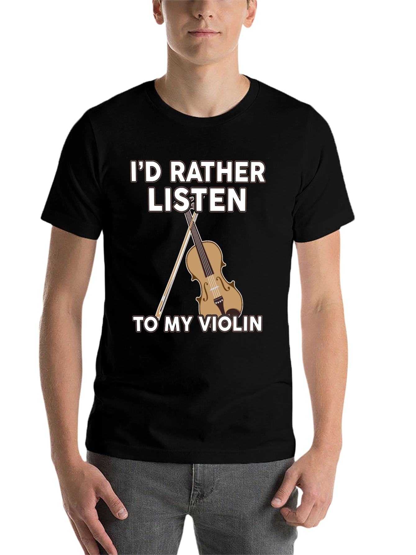 Black Violin Lover T-Shirt: I'd Rather Listen view 7