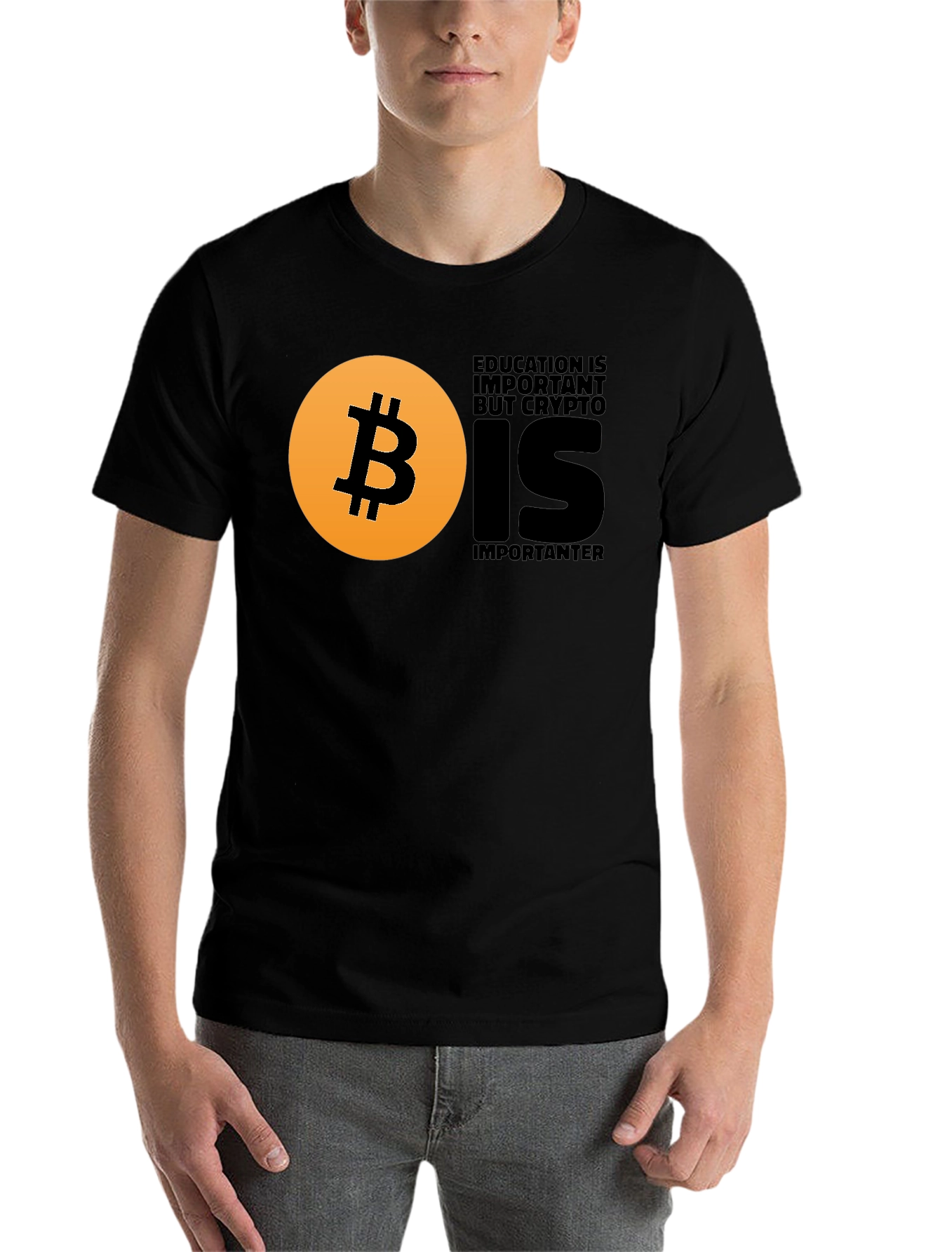 Black Crypto Education T-Shirt - Bitcoin Design view 7