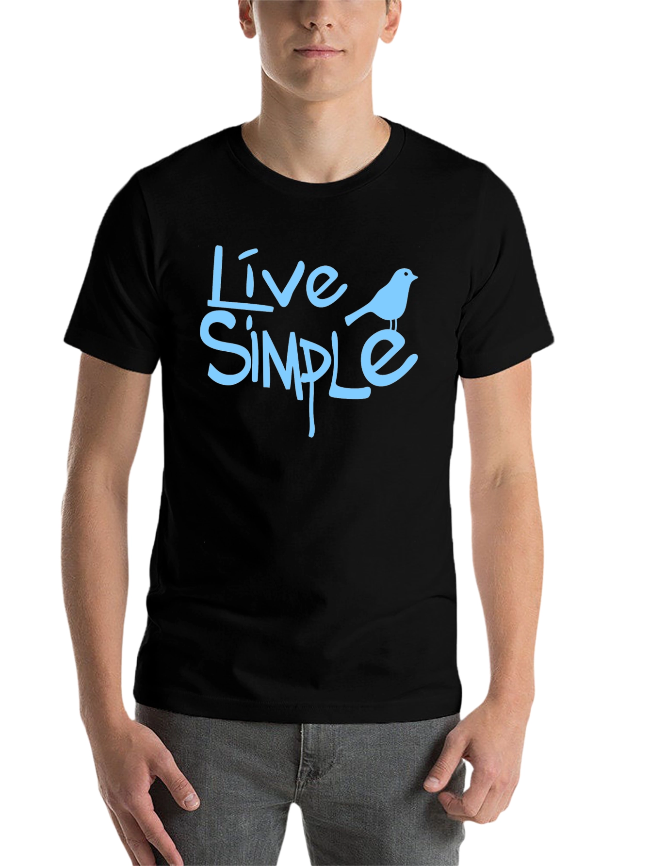 Black Live Simple Bird Graphic Black T-Shirt view 7