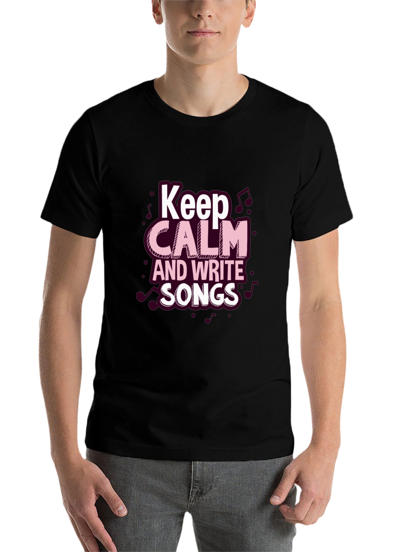Black Keep Calm & Write Songs Black T-Shirt view 7