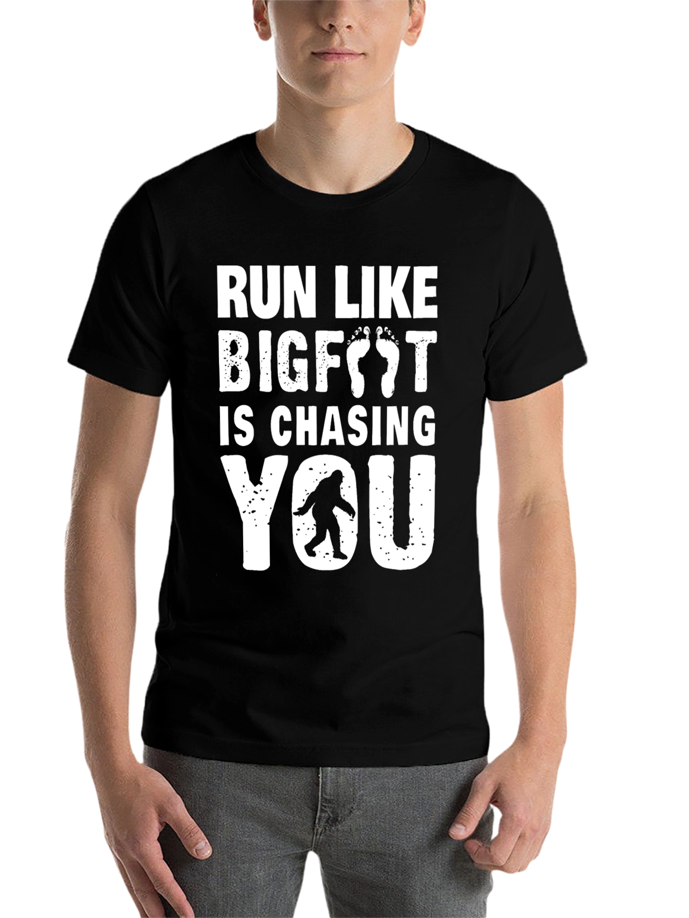 Black Run Like Bigfoot Is Chasing You - Funny Graphic Tee view 7