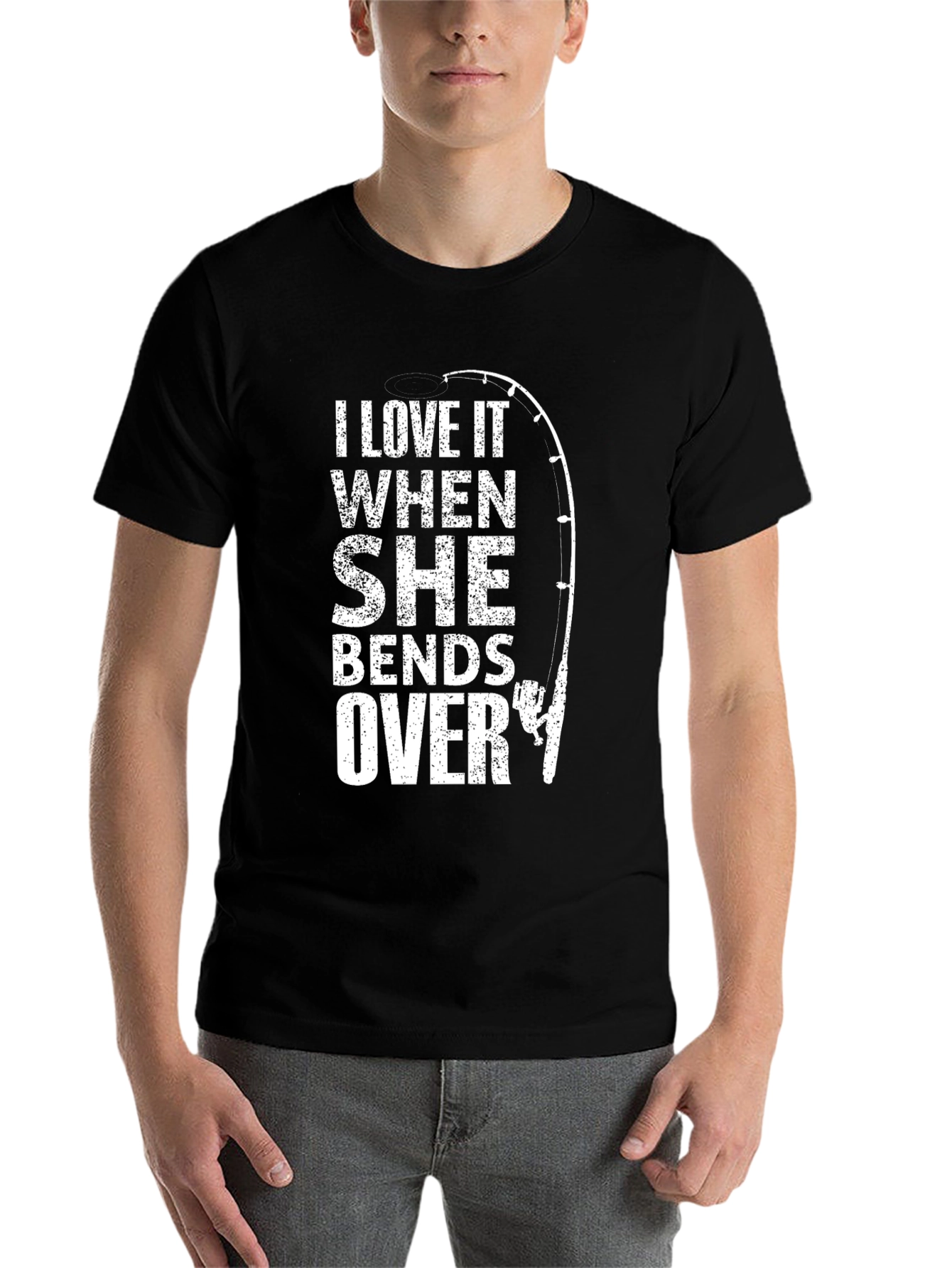 Black Fishing Humor T-Shirt: I Love When She Bends Over view 7