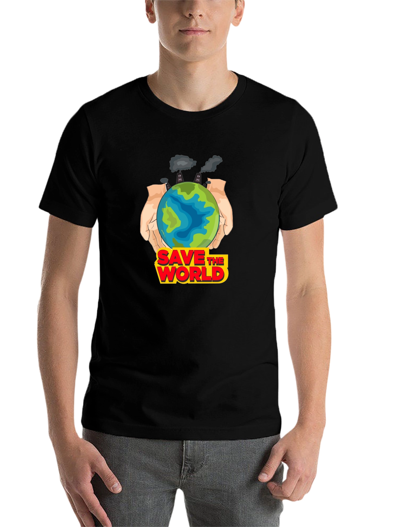 Black Save the World Graphic T-Shirt - Earth Day Apparel view 7