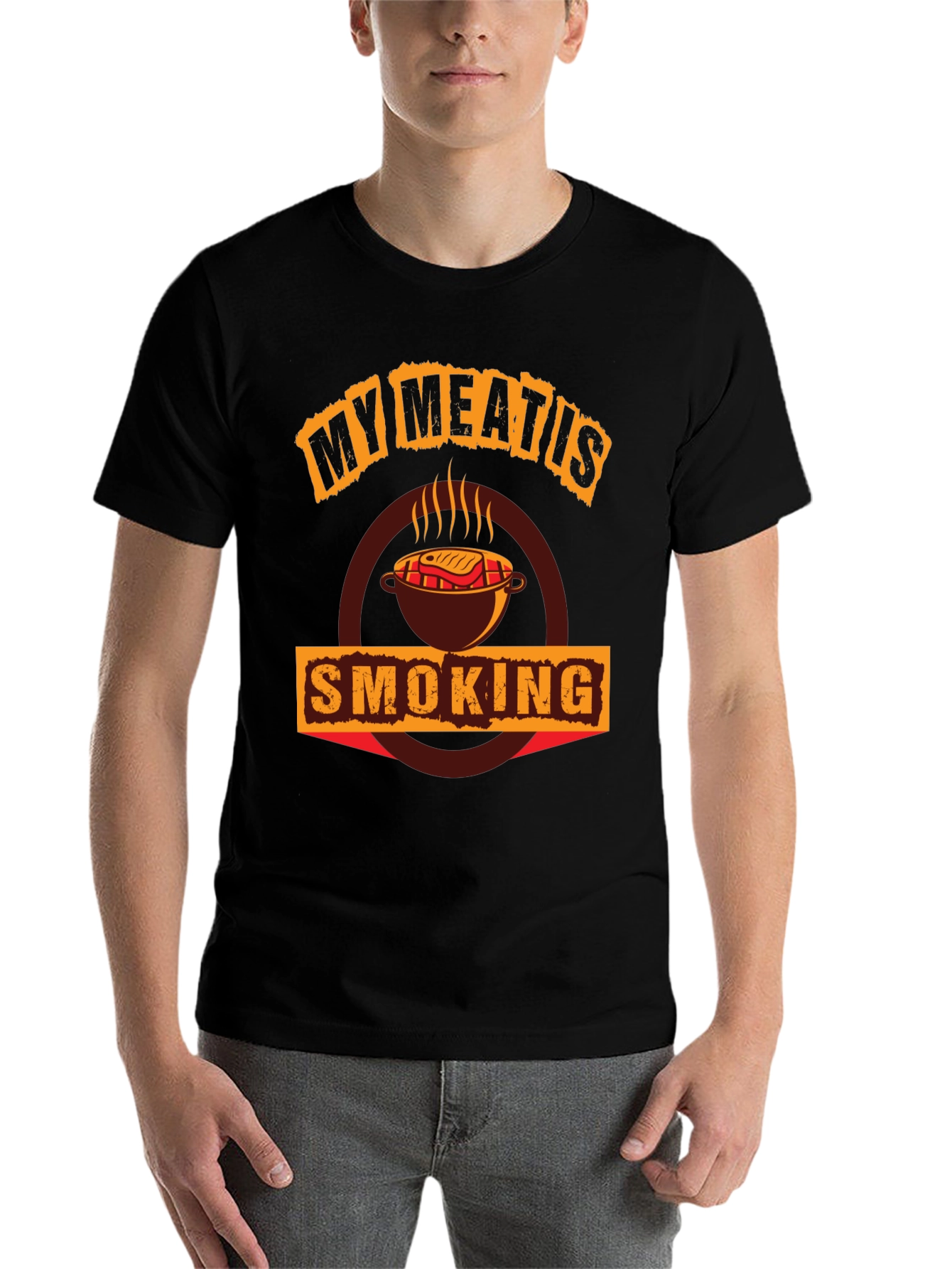 Black My Meat Is Smoking BBQ T-Shirt view 7
