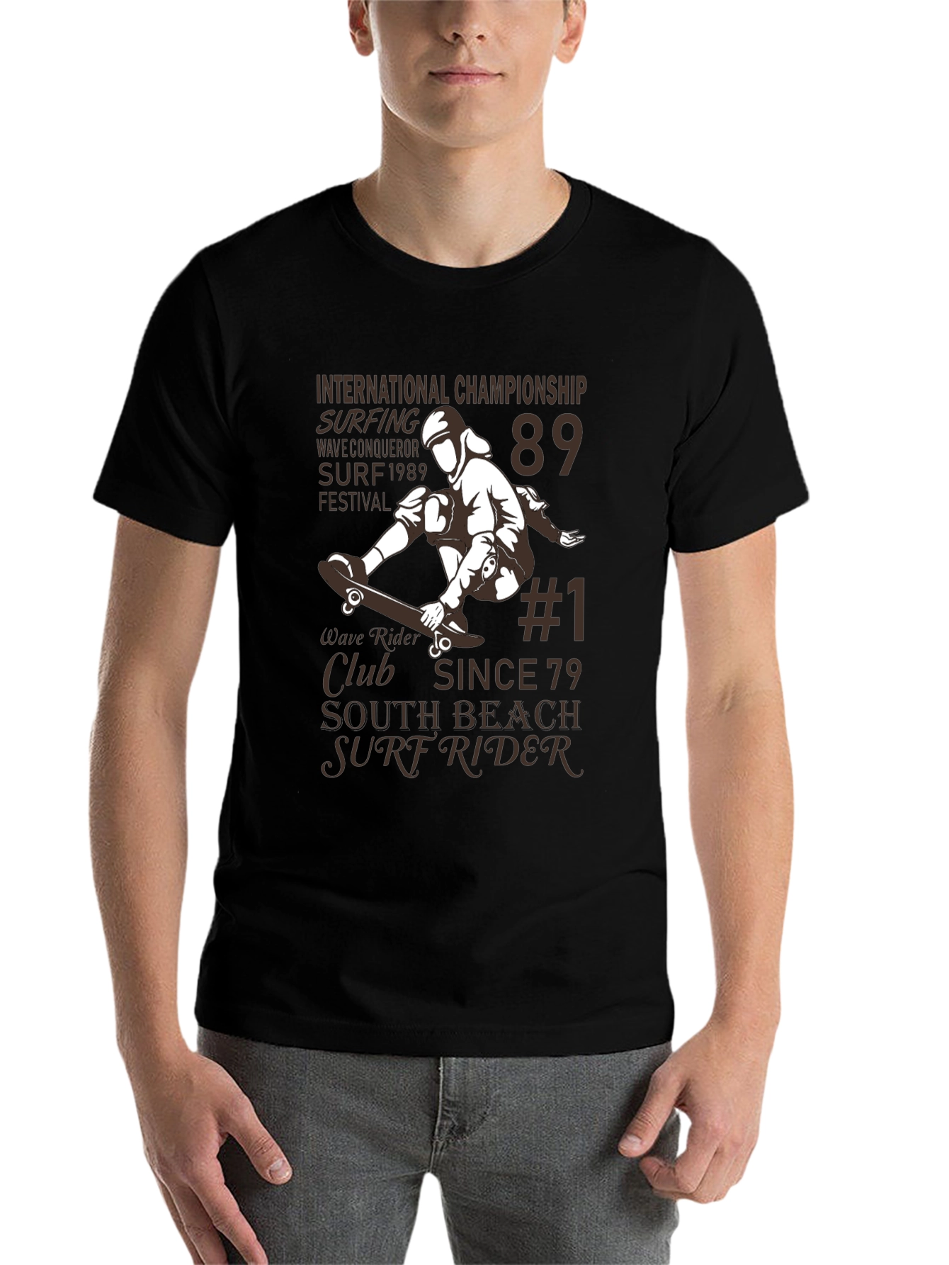 Black Surf Rider T-Shirt: International Championship Design view 7