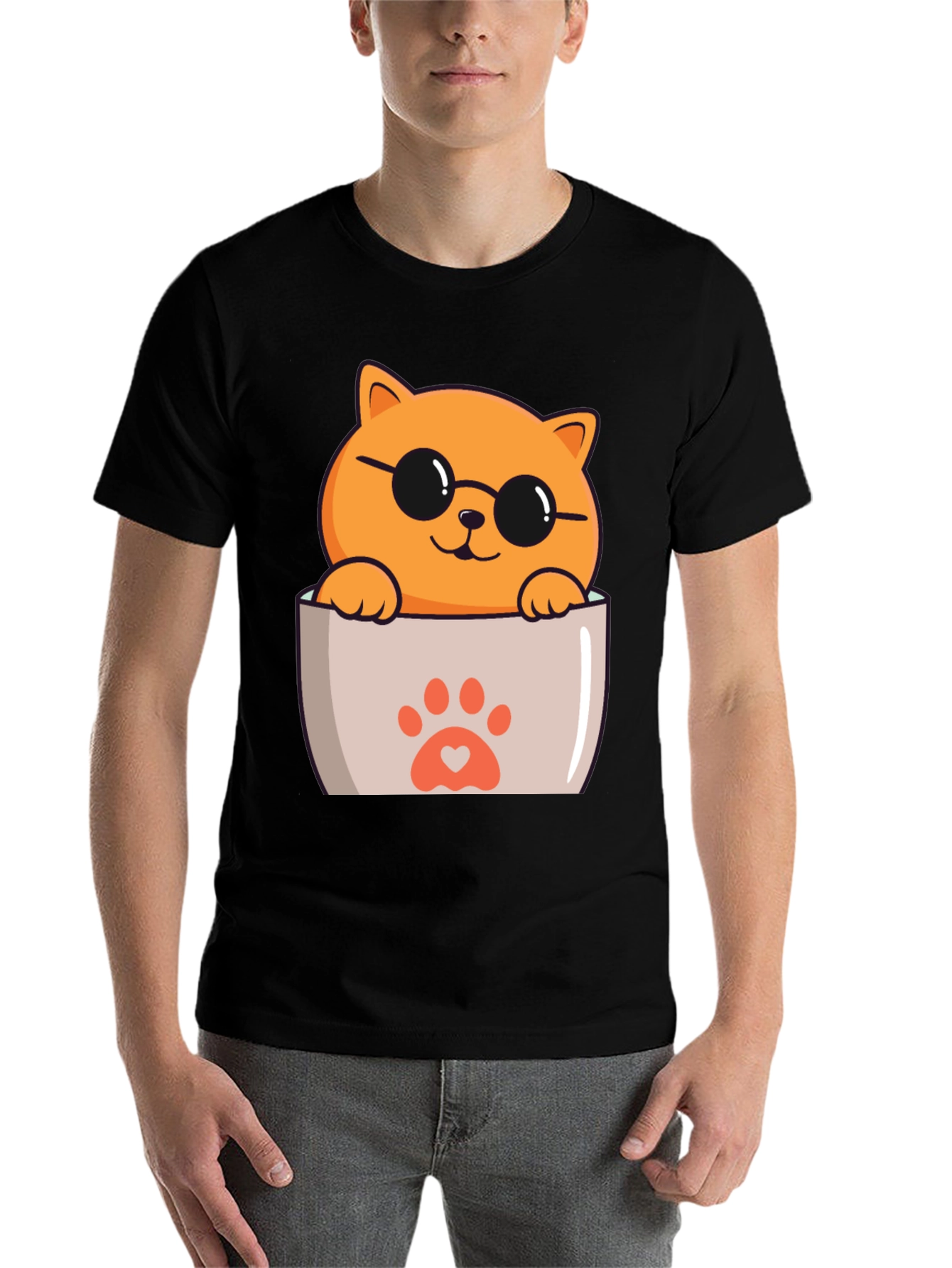 Black Cool Cat Pocket T-Shirt view 7