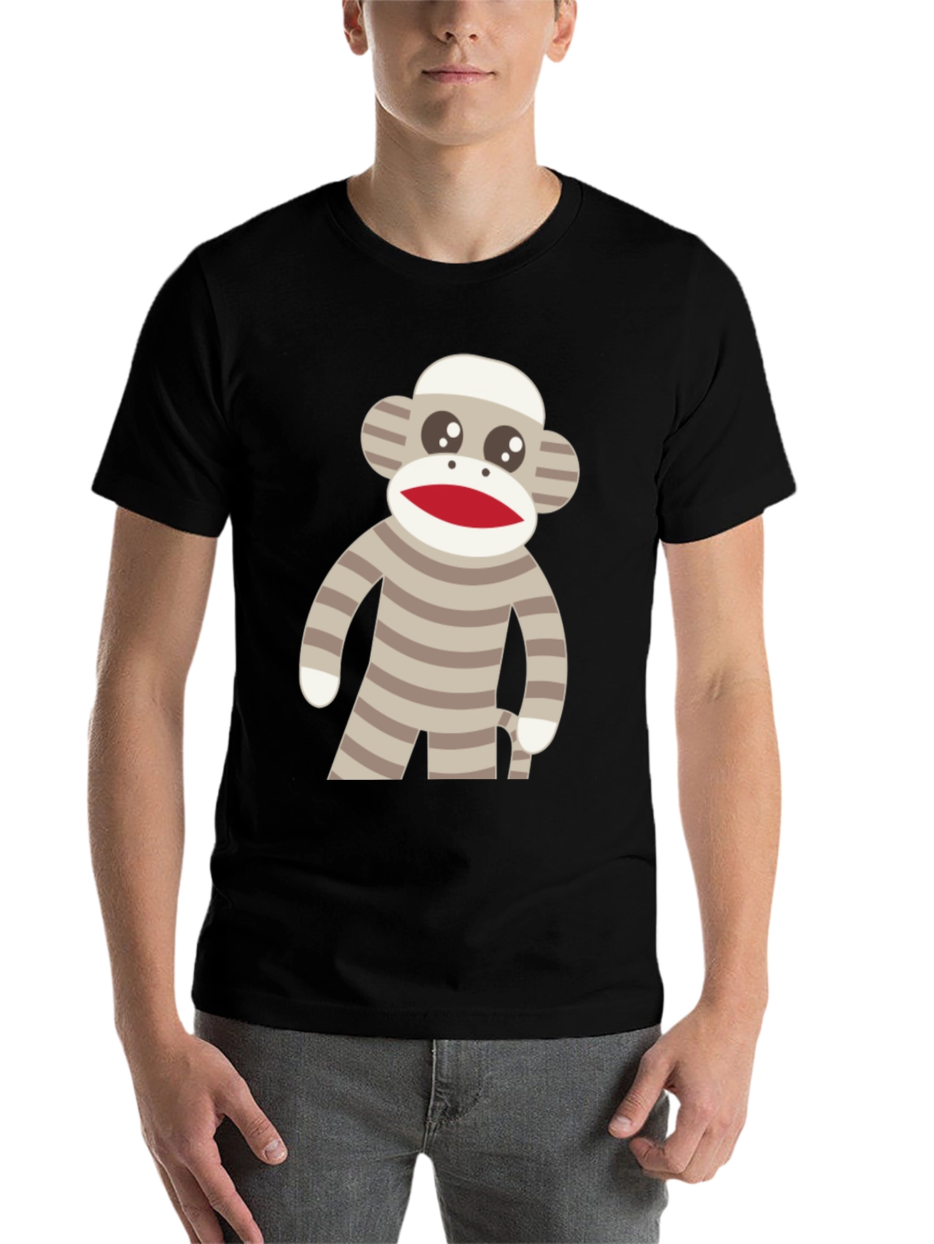 Black Sock Monkey Graphic Tee - Fun & Quirky Design view 7