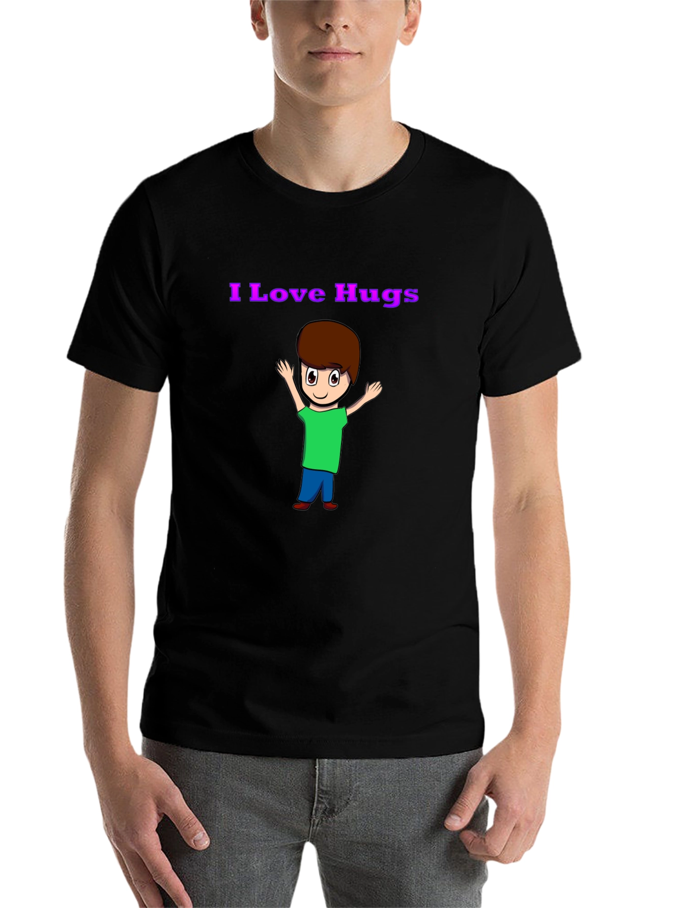 Black I Love Hugs Graphic T-Shirt view 7