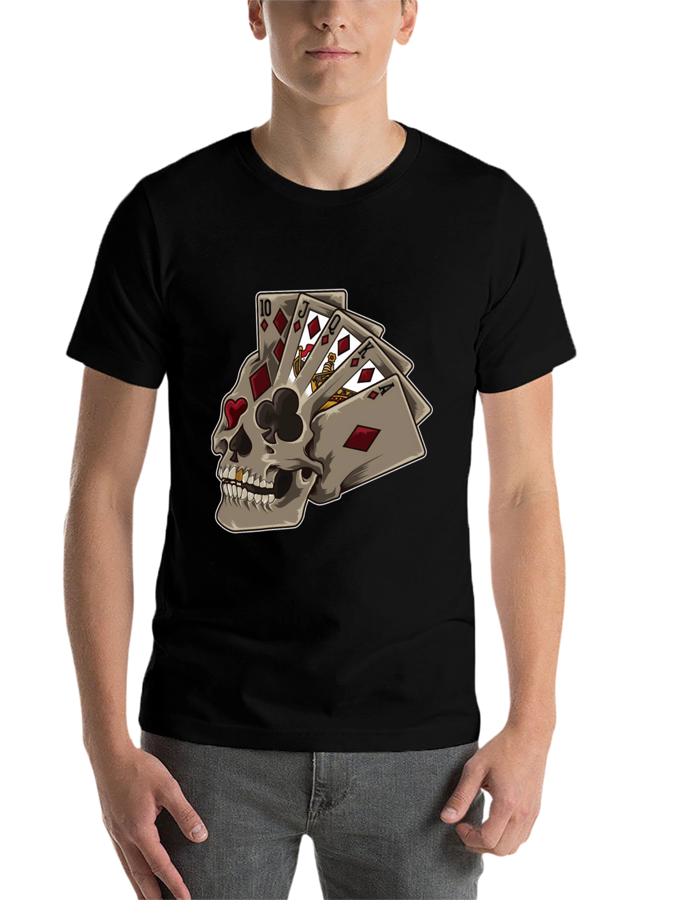Black Skull Playing Card Graphic Tee view 7