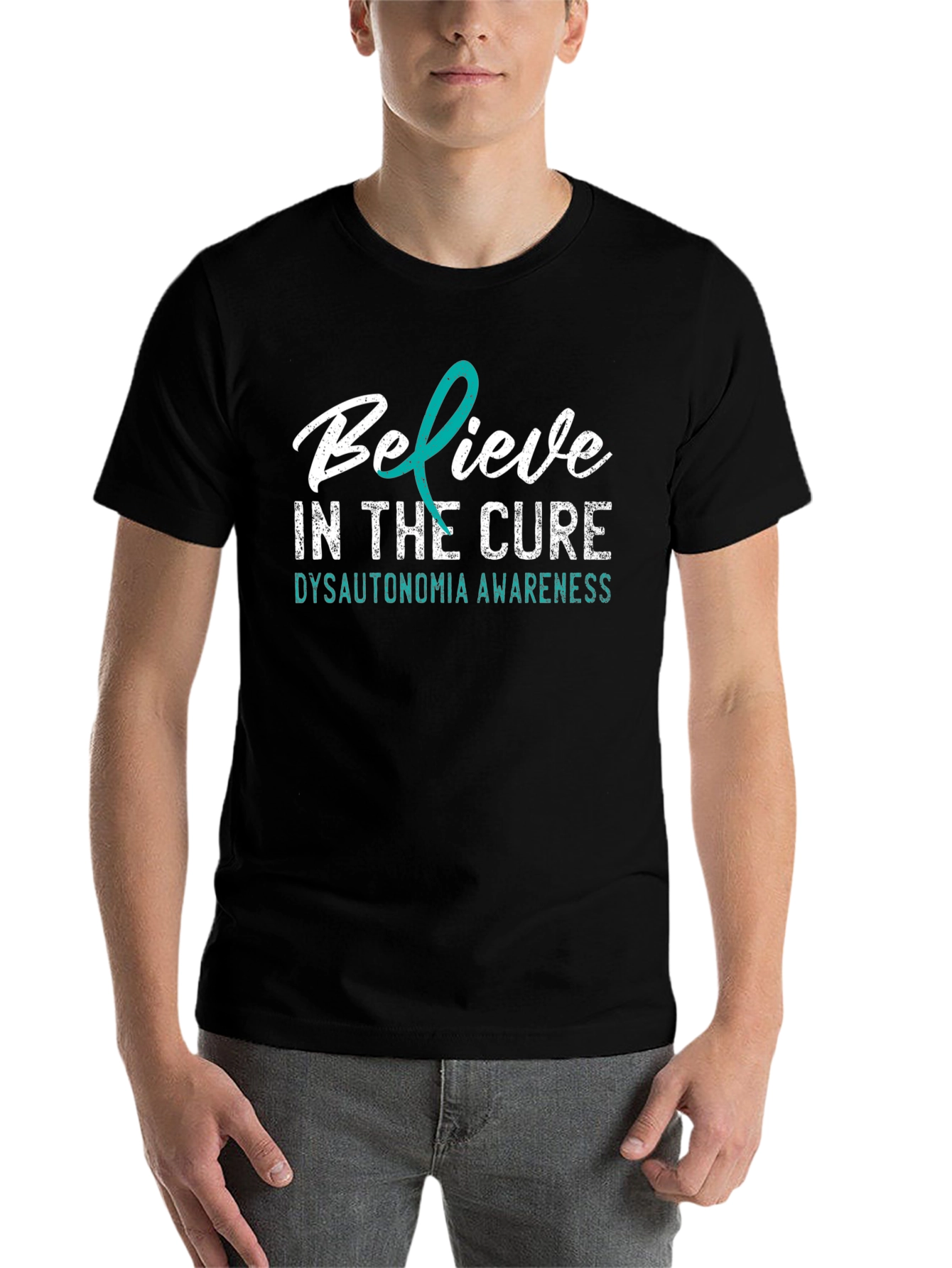 Black Believe In The Cure Dysautonomia Awareness T-Shirt view 7