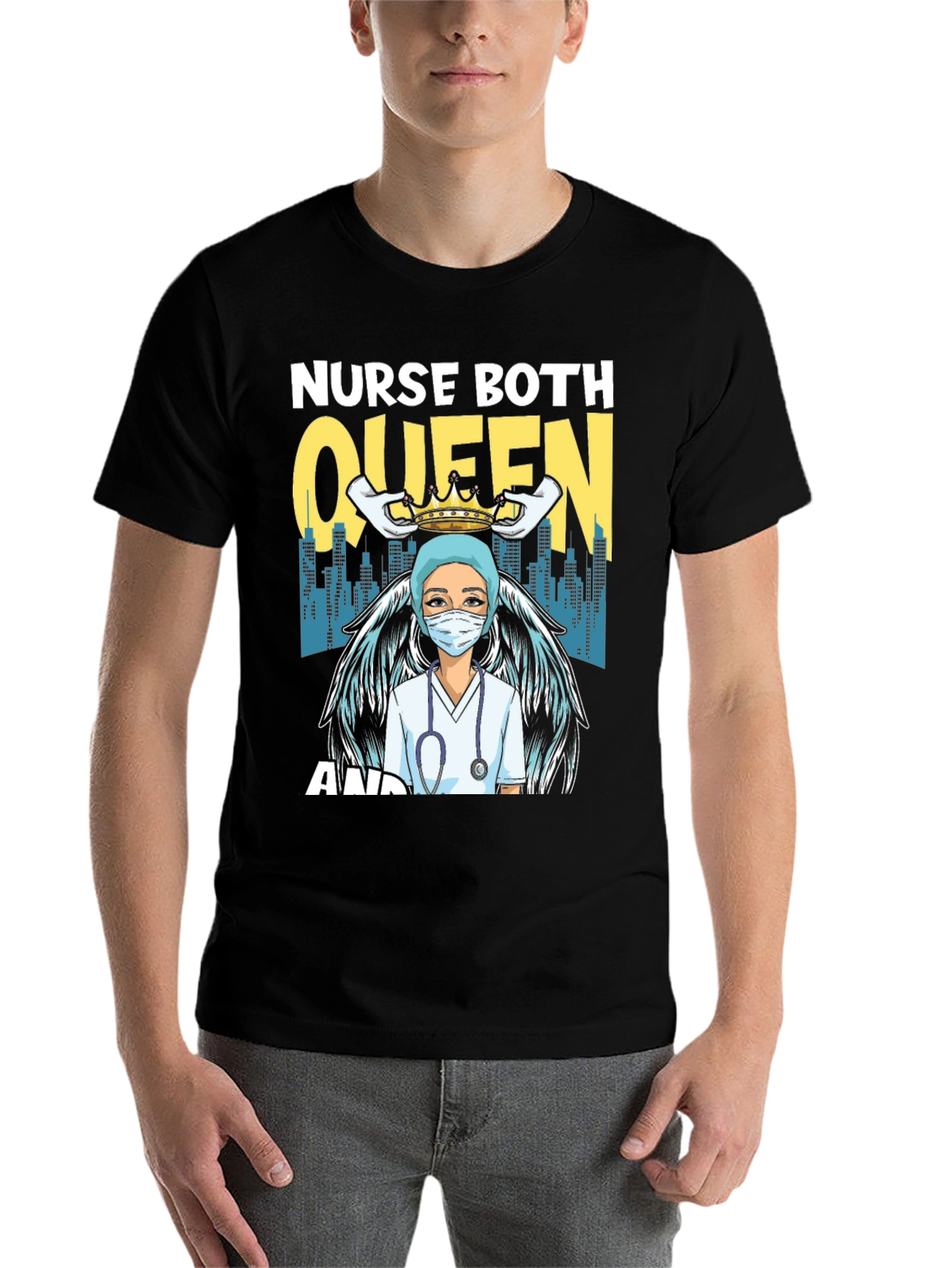 Black Nurse Queen T-Shirt - Essential Worker Apparel view 7
