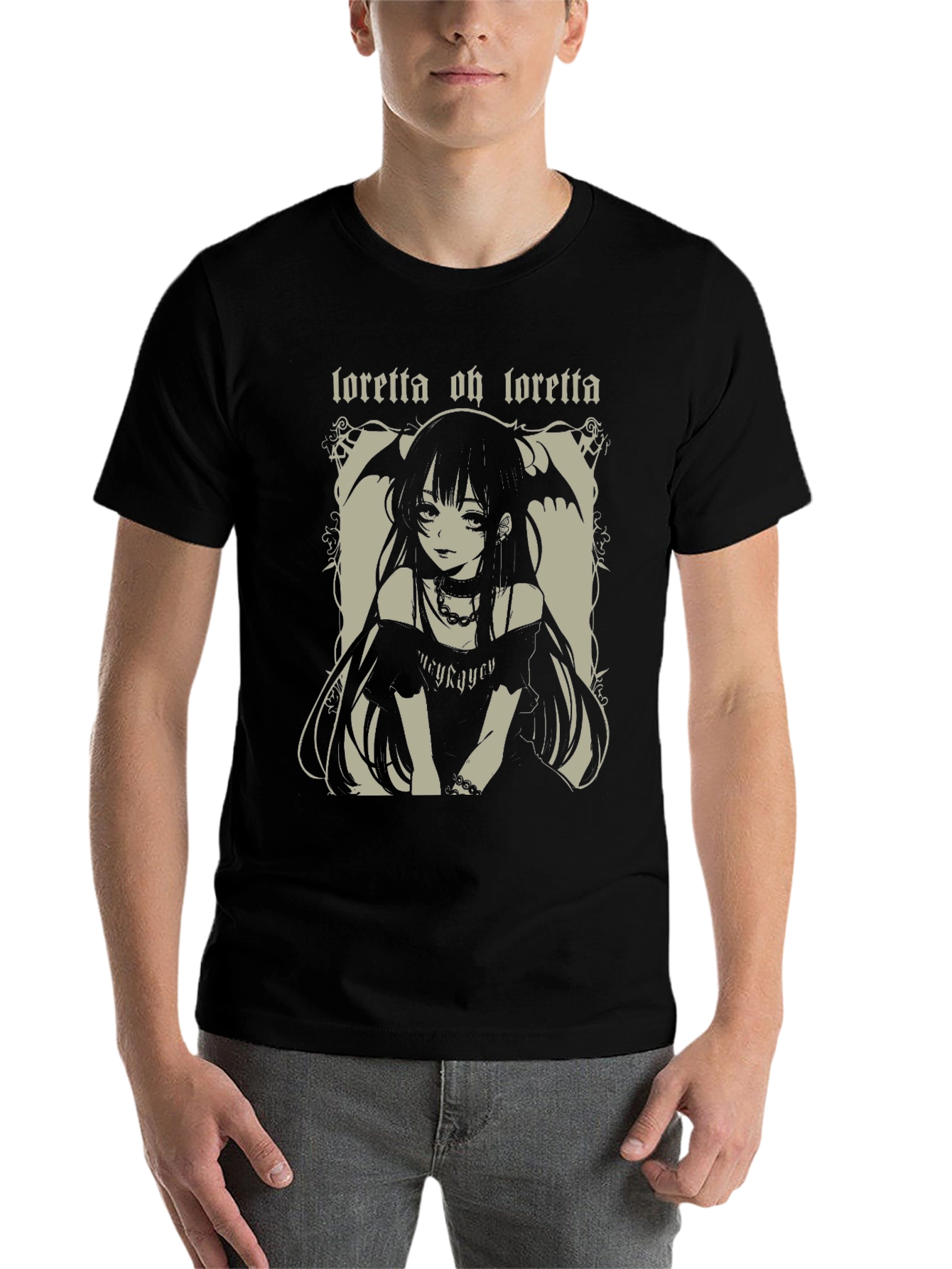 Black Loretta Oh Loretta Anime Graphic Tee view 7