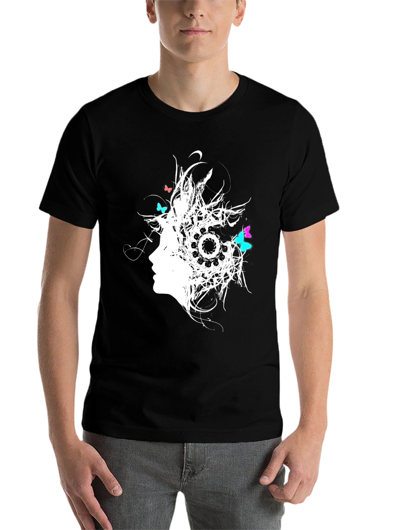 Black Abstract Butterfly Women's Graphic T-Shirt view 7