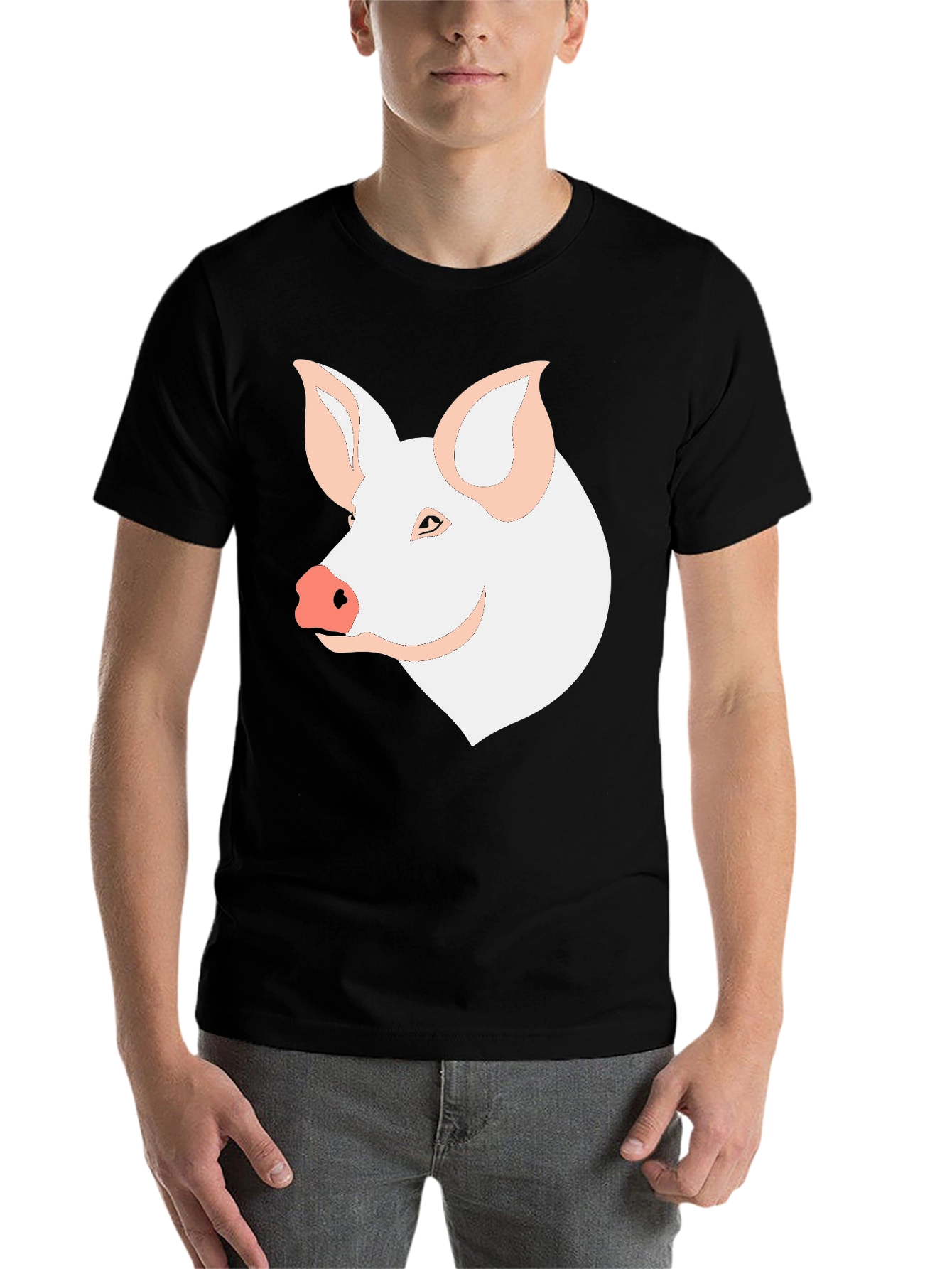 Black Pig Graphic T-Shirt - Black Crew Neck Tee view 7