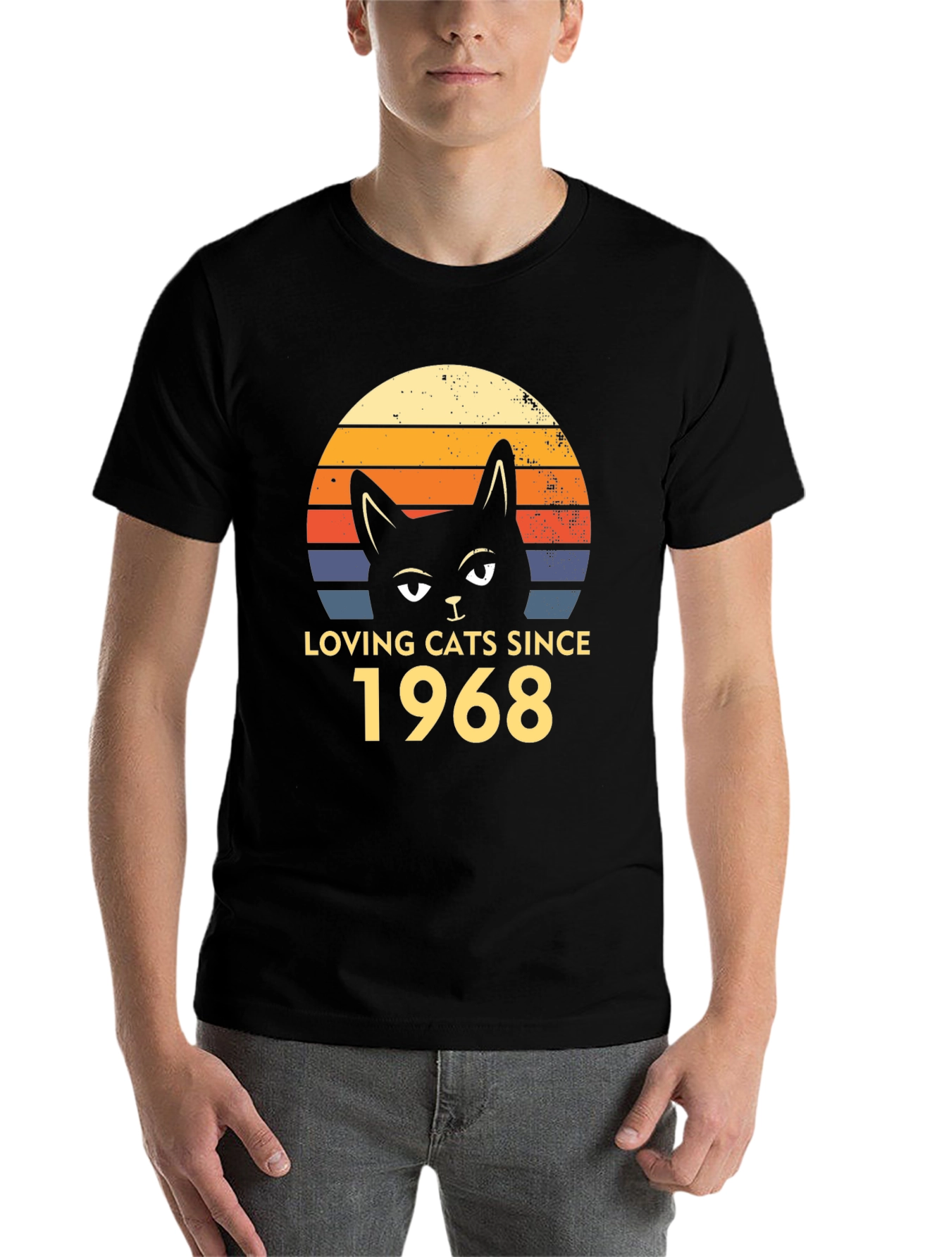 Black Loving Cats Since 1968 T-Shirt Retro Style view 7
