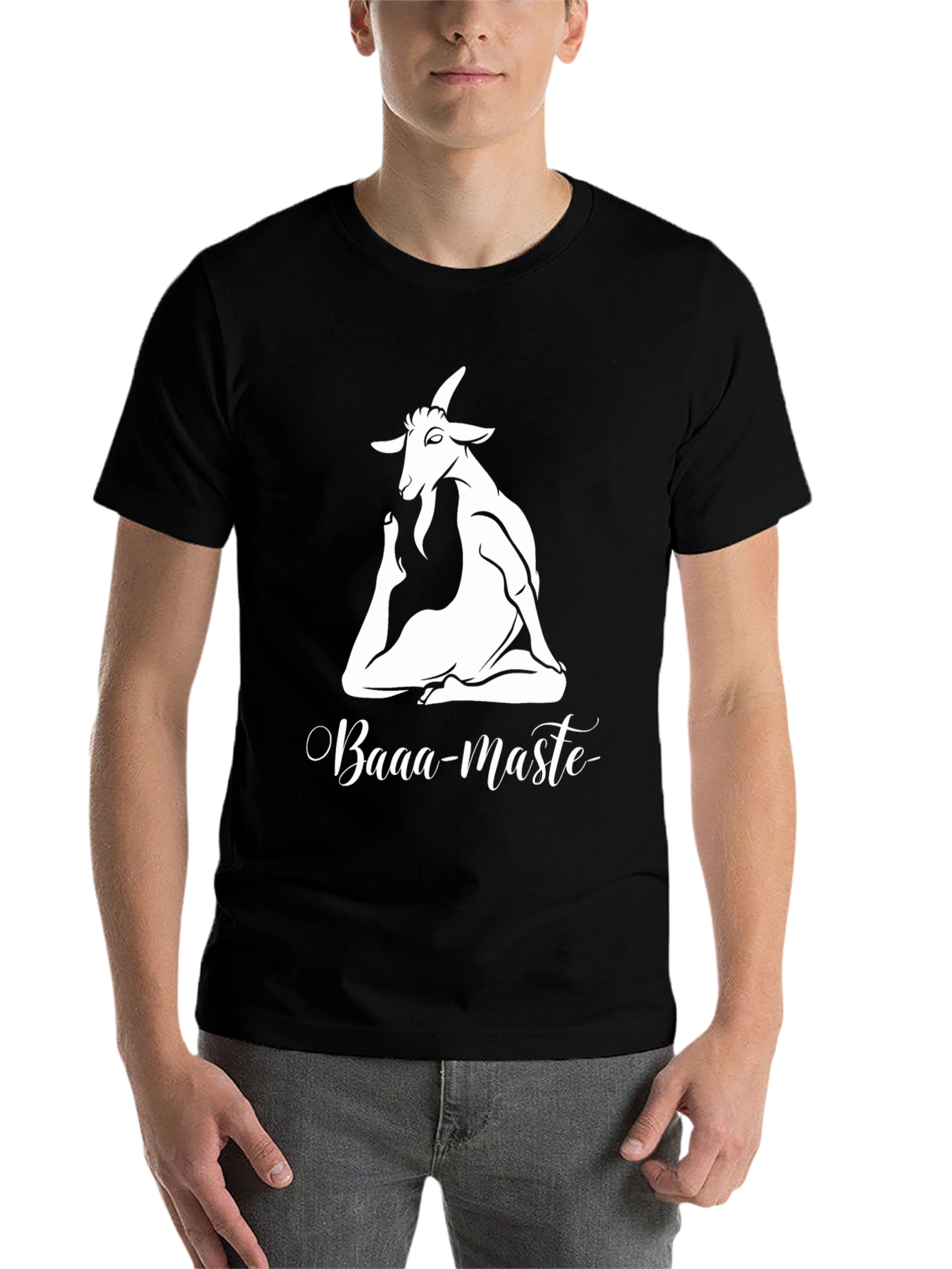 Black Yoga Goat Tee: Baaa-maste Black T-Shirt view 7