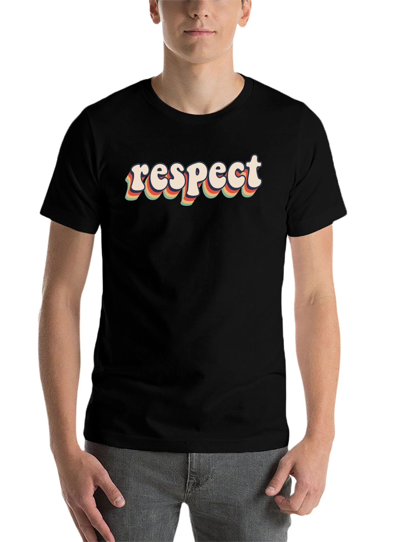 Black Retro Respect Graphic Tee - Black view 7
