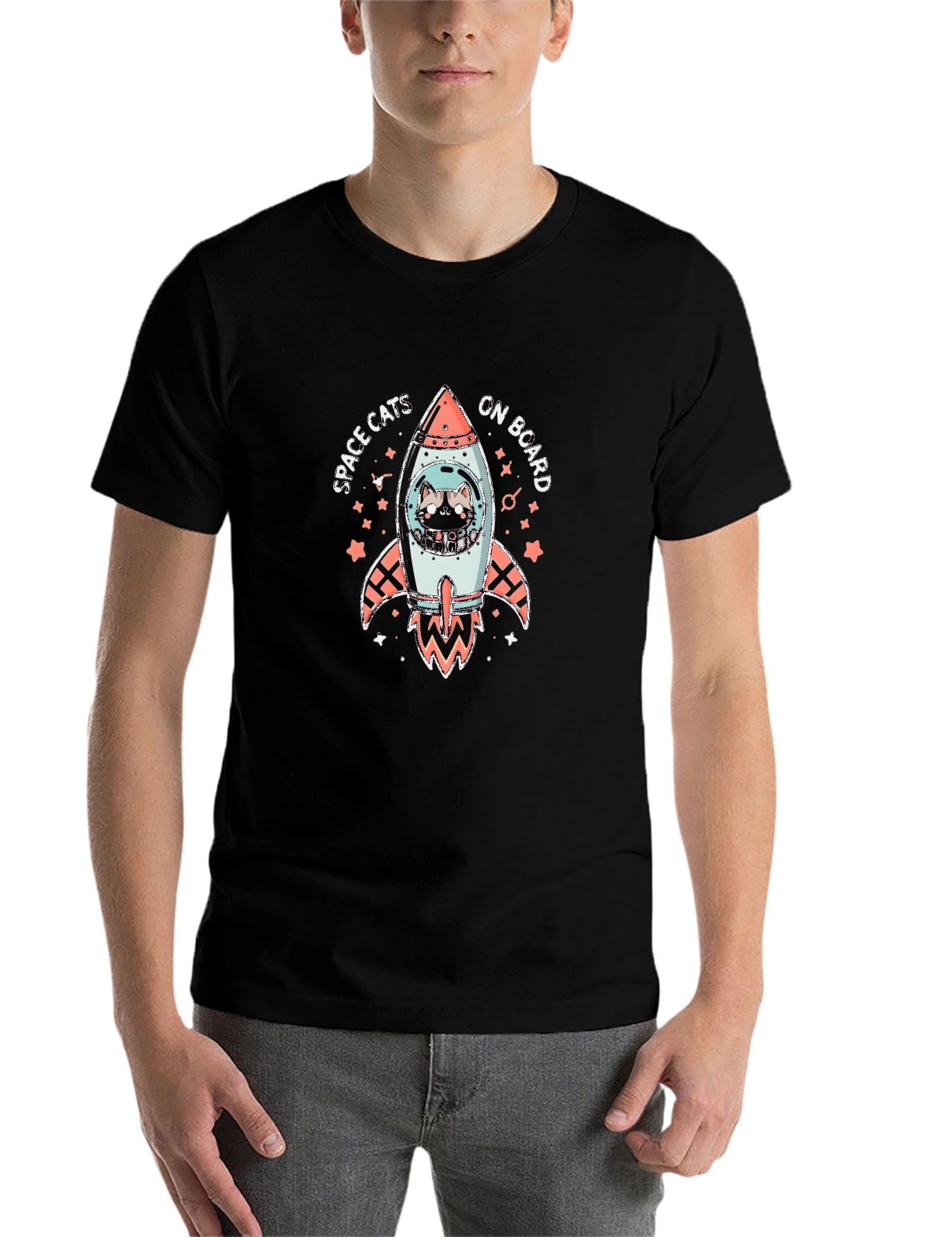 Space Cats Rocket Graphic Tee - 7