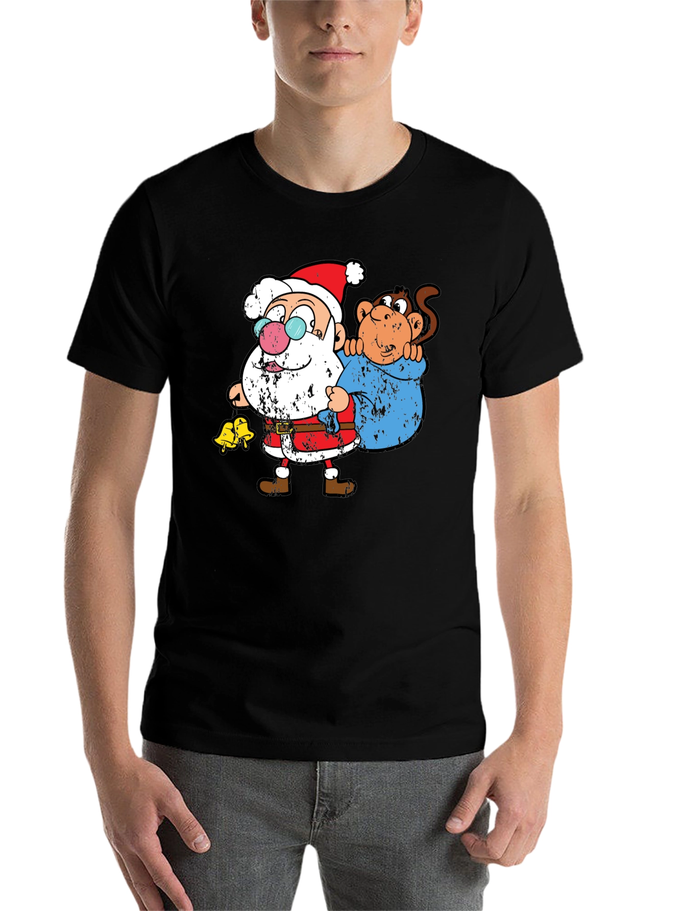 Black Santa & Monkey Graphic T-Shirt view 7