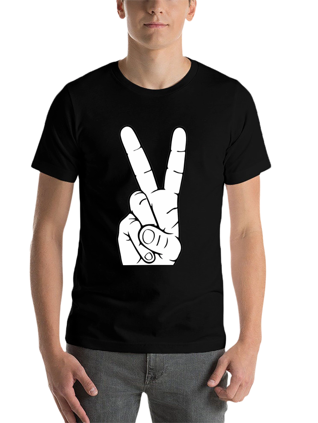 Black Peace Sign Graphic Tee - Black T-Shirt view 7