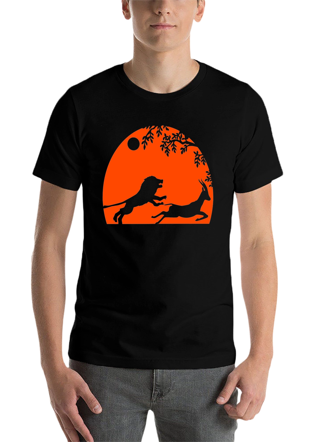 Black Lion and Antelope Graphic Tee - Black view 7