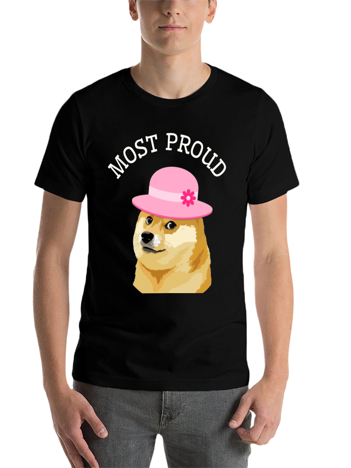 Black Most Proud Doge T-Shirt - Black view 7