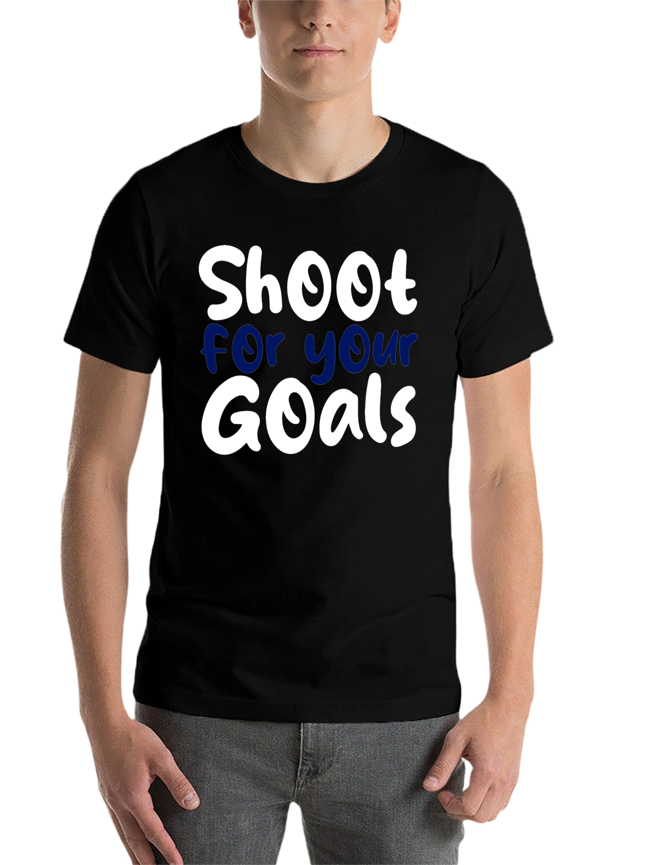 Black Shoot For Your Goals T-Shirt Black Cotton view 7