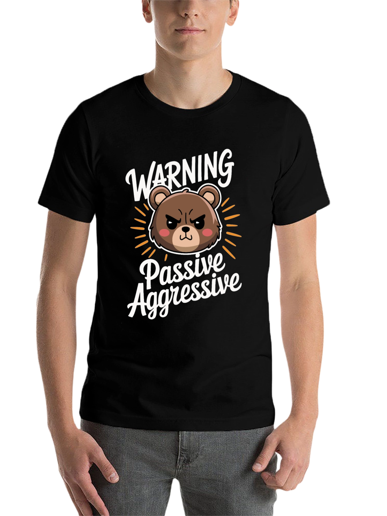Black Passive Aggressive Bear Graphic T-Shirt view 7