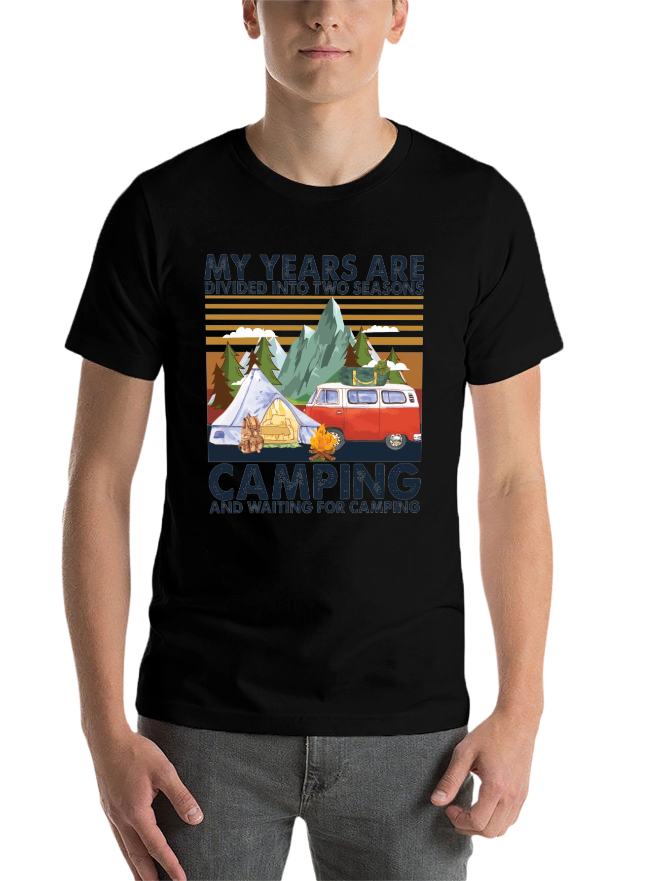 Black Camping Seasons T-Shirt view 7